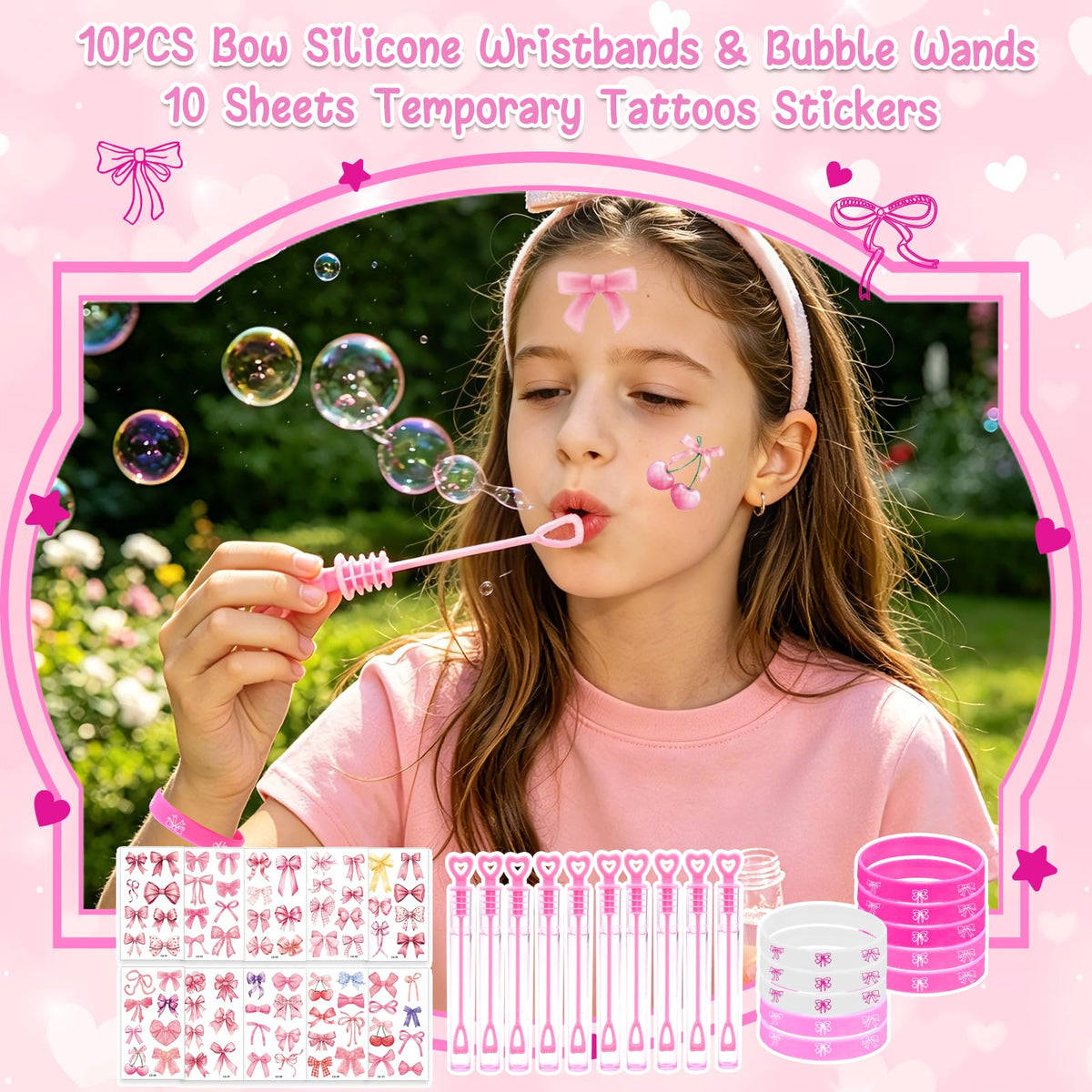 Pink Bow Party Favors for Girls 80pcs Coquette Bow Goodie - Perpetily Official Imagery - 6