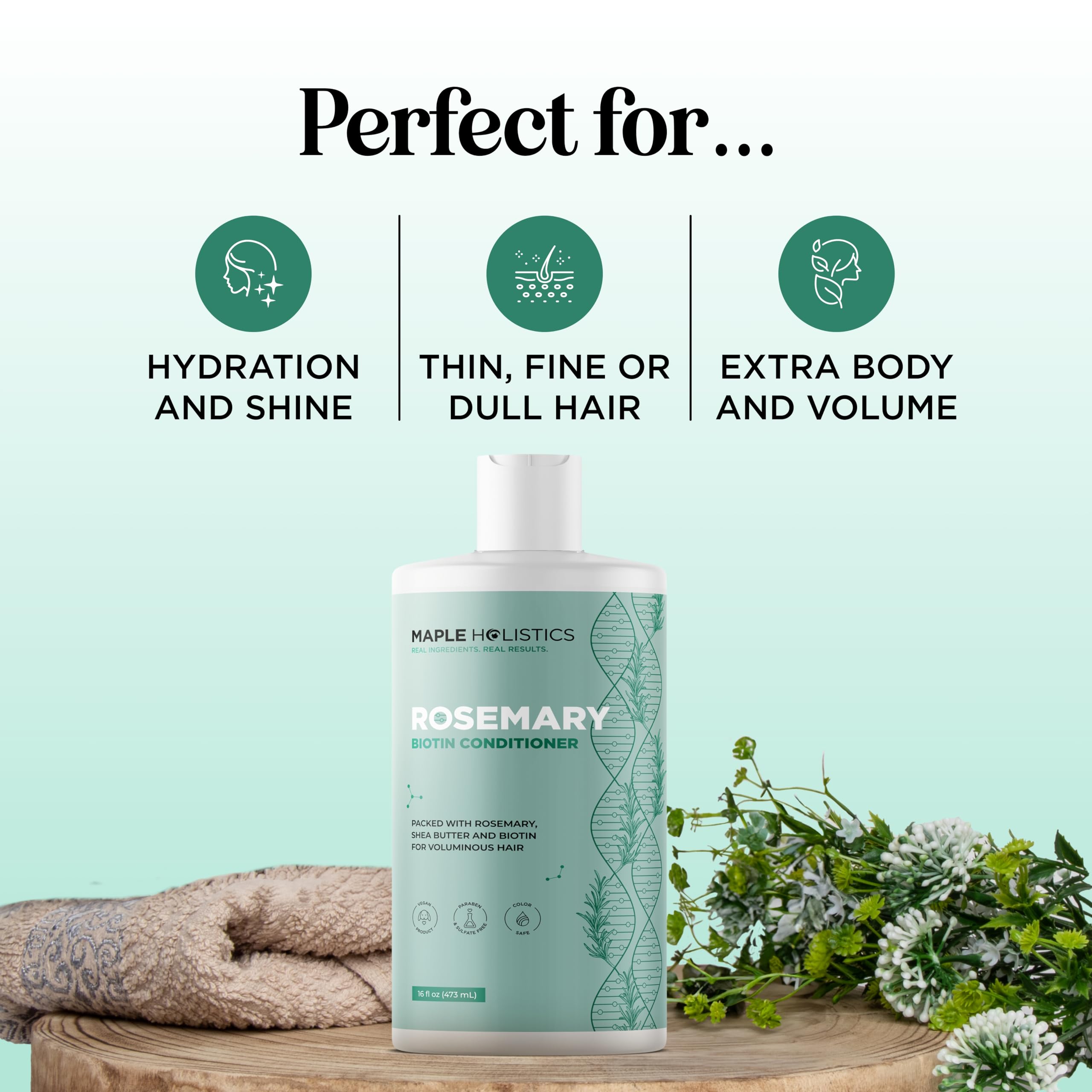 Biotin Rosemary Conditioner for Thinning Hair - Maple Holistics Official Imagery - 3