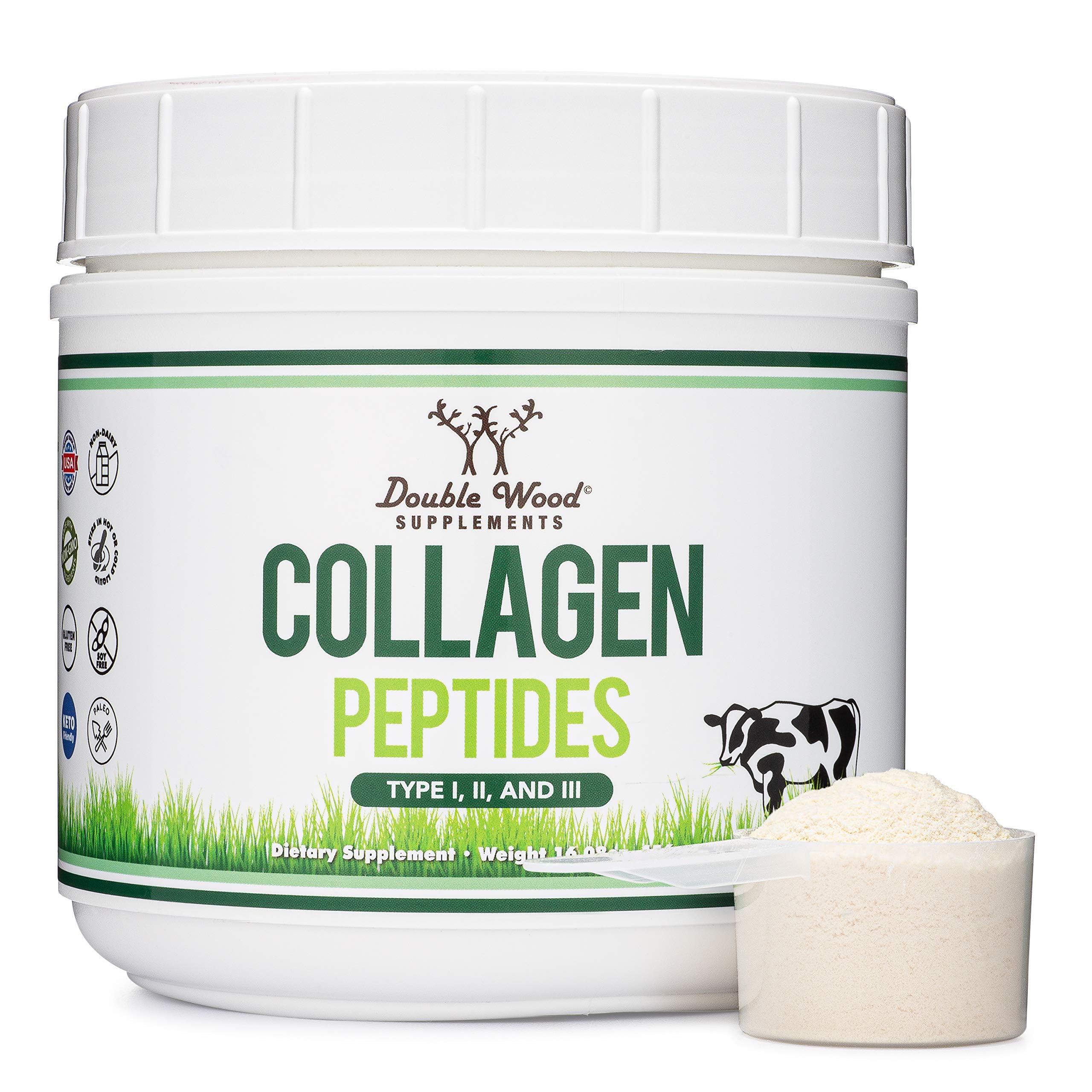 Collagen Peptides Powder Type I II III Skin Hair Joint 16 oz - Double Wood Supplements Official Imagery - 2