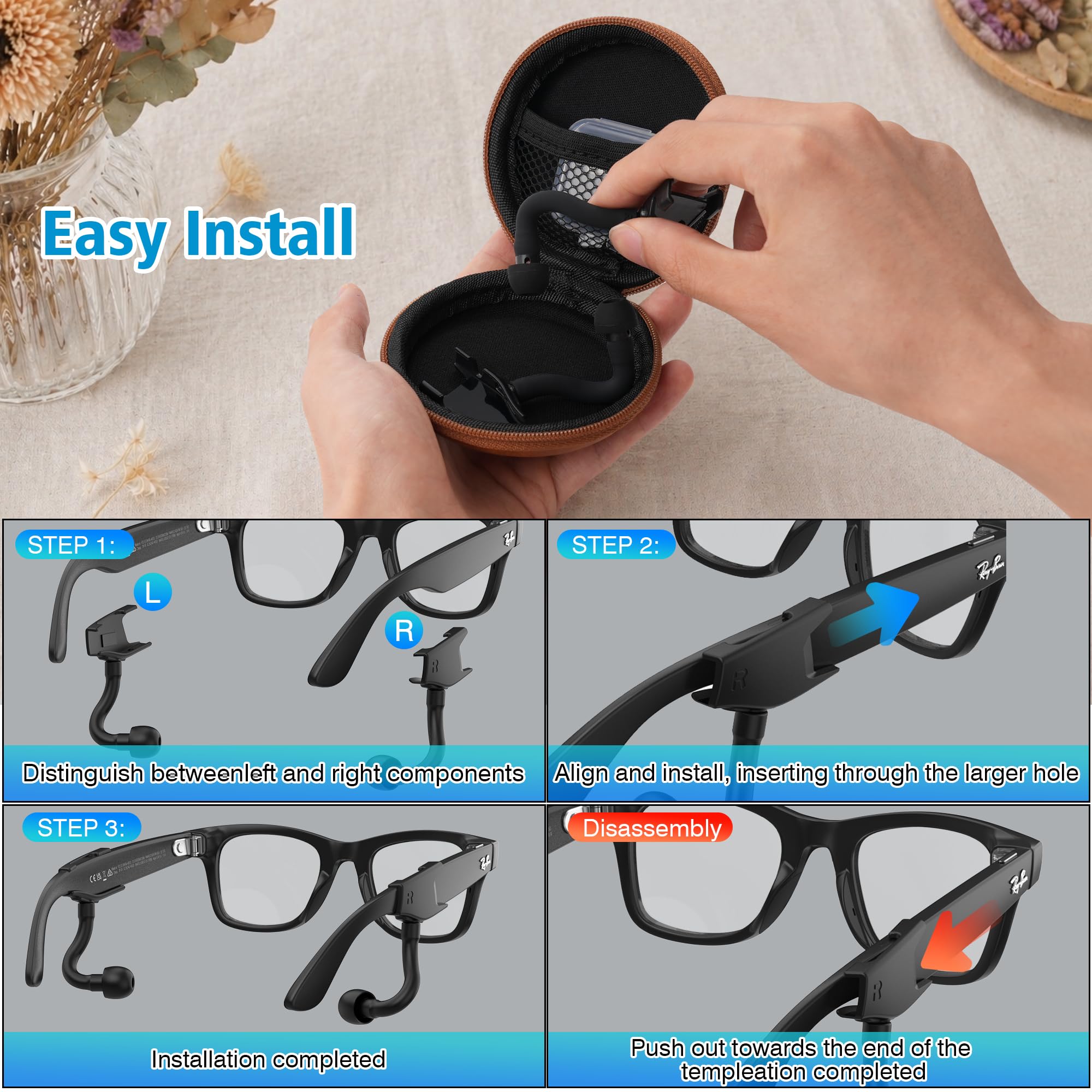 RCstyle HiBloks Voice Privacy Ear Tips for Ray-Ban Meta Smart Gla by RCstyle - Angle View 6