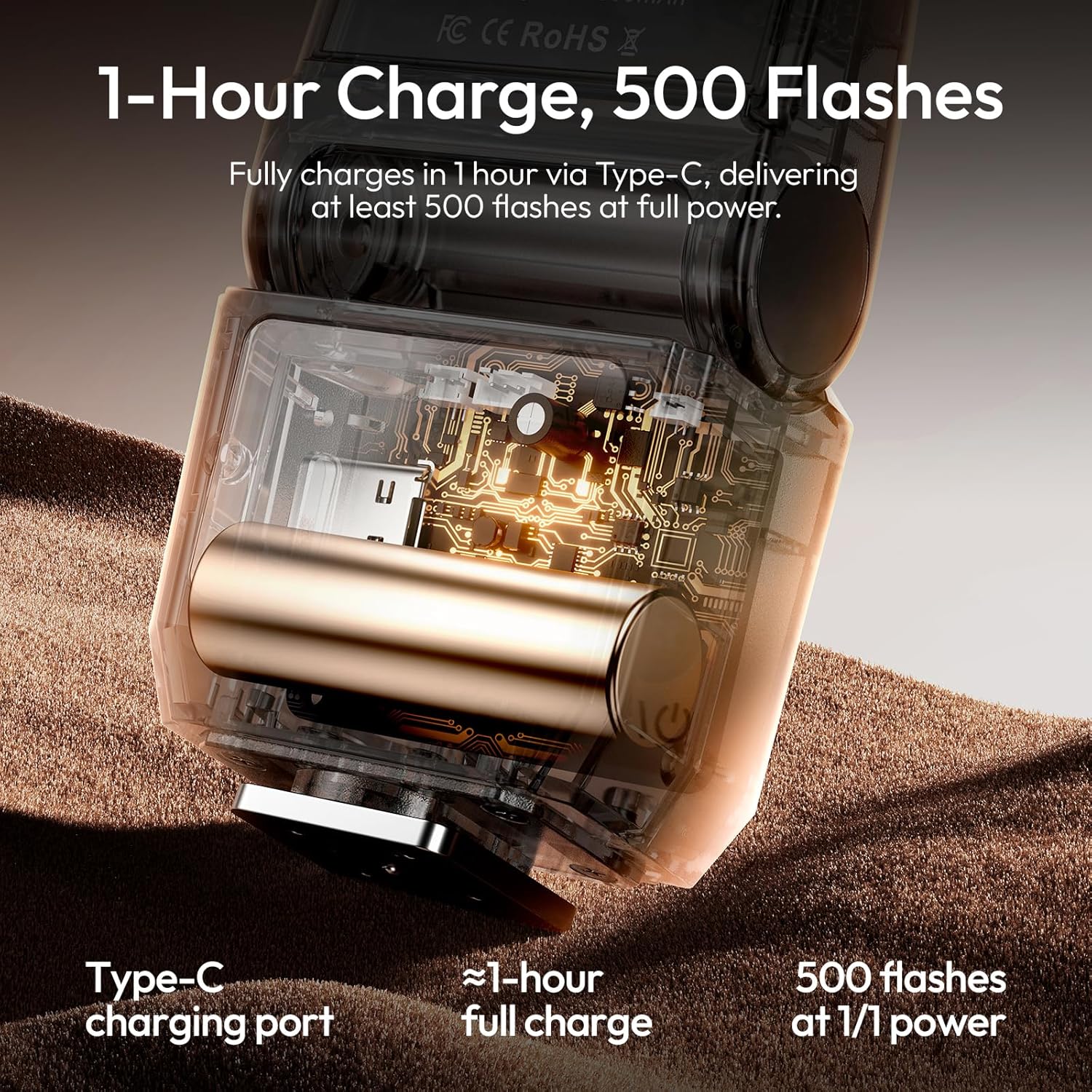 ULANZI SL03 mini camera flash speedlite for Sony, Canon, Fuji, Nikon DSLR cameras, compact and portable lighting accessory.