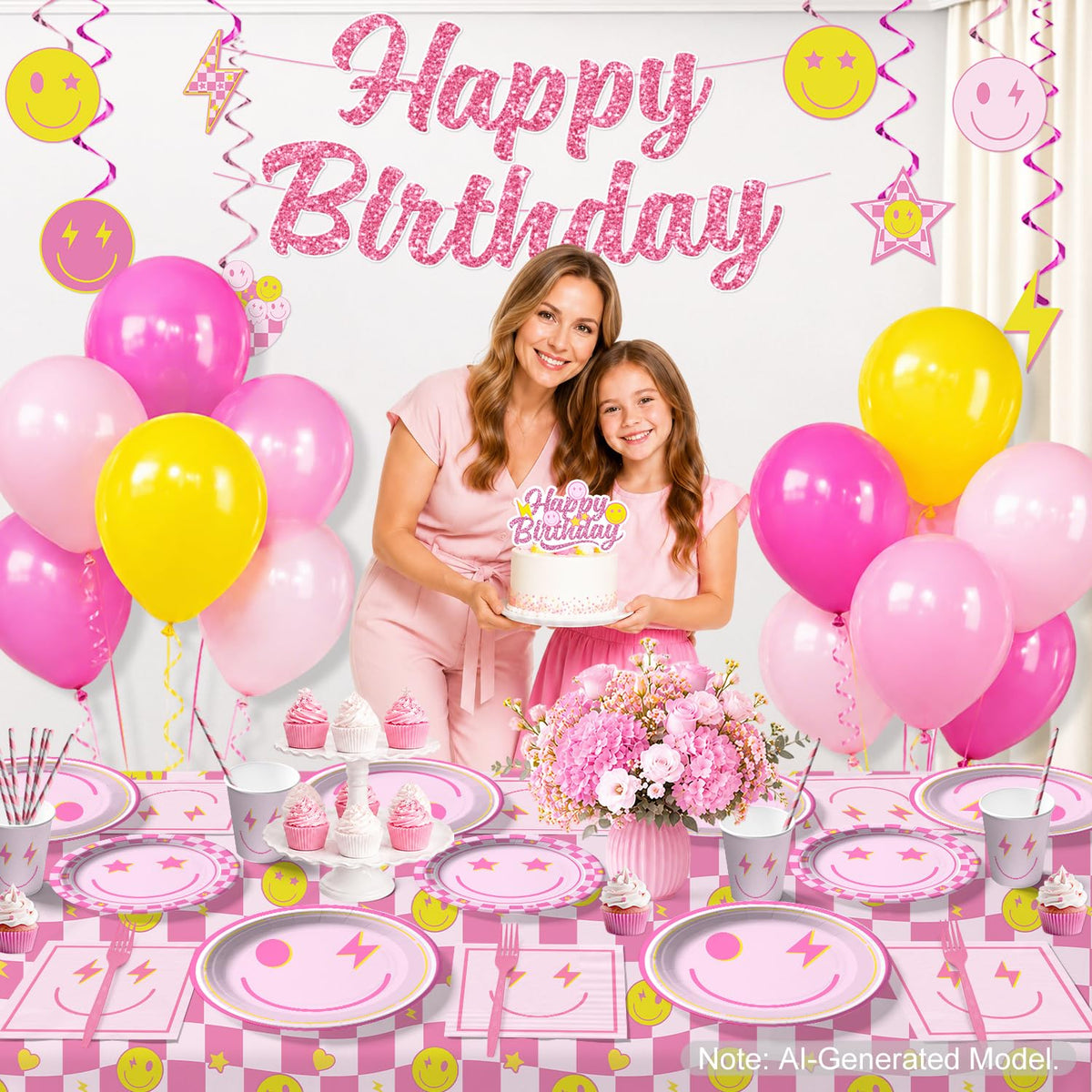 Smiley Face Birthday Decorations Serves 20 Guests - Yingoto Official Imagery - 5