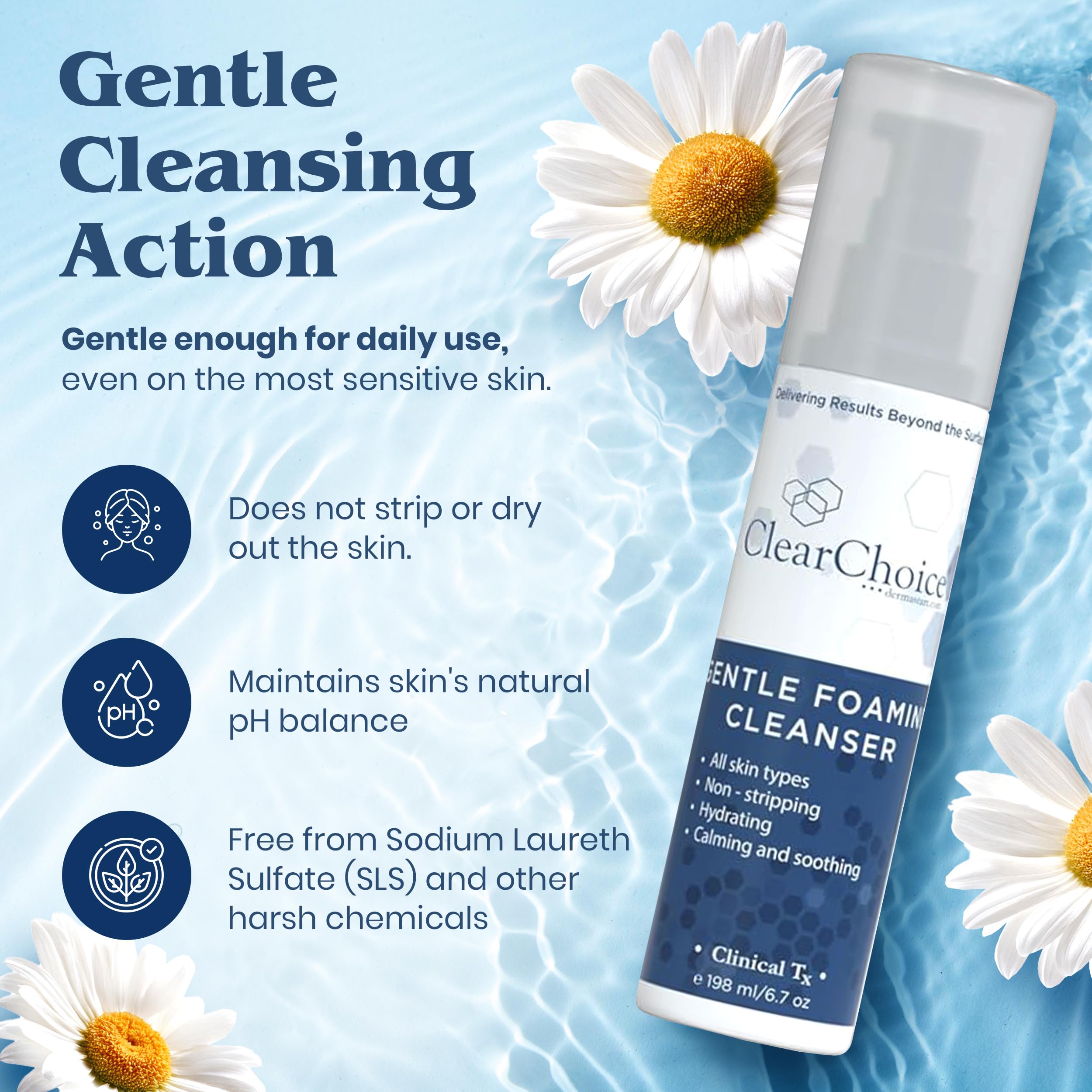 ClearChoice Gentle Foaming Cleanser 6 7oz Soap Free SLS Free - ClearChoice, Dermastart, Inc Official Imagery - 4