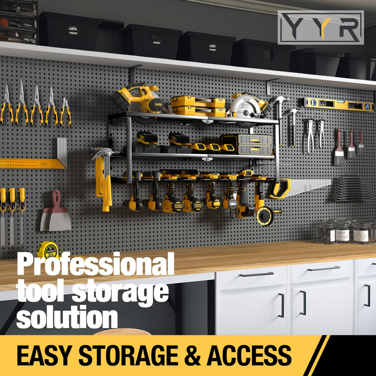Heavy Duty Power Tool Organizer Wall Mount Cordless Drill - YYR Official Imagery - 7