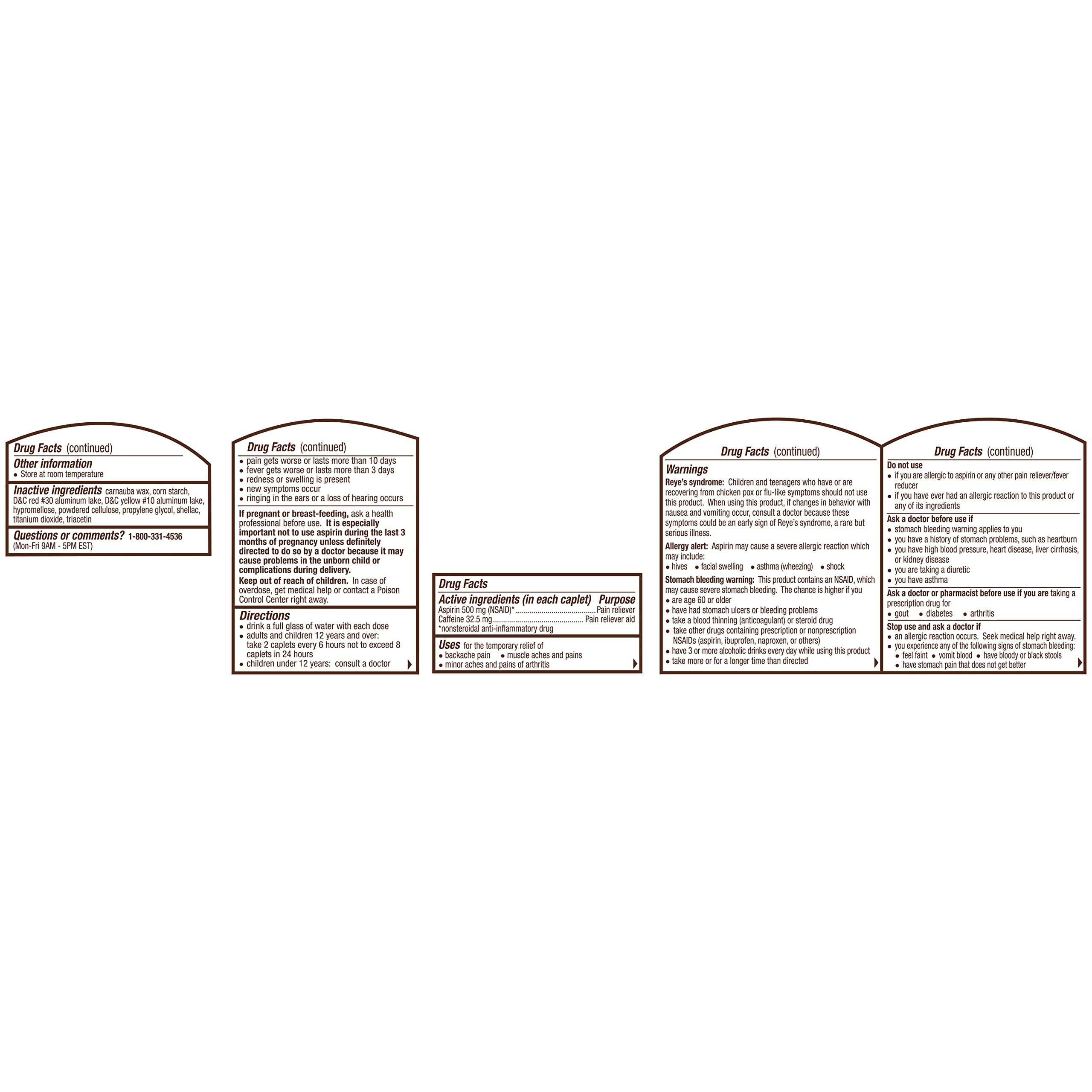 Bayer Back & Body 500mg Aspirin Plus Caffeine for Powerful Pain Relief, 200 Coated Caplets