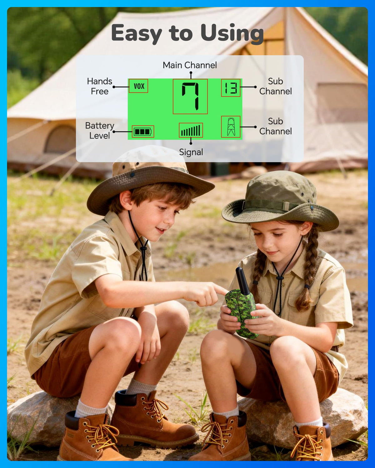 Rechargeable Walkie Talkies 2 Pack for Kids Toys for 3 12 - SANJOIN Official Imagery - 8