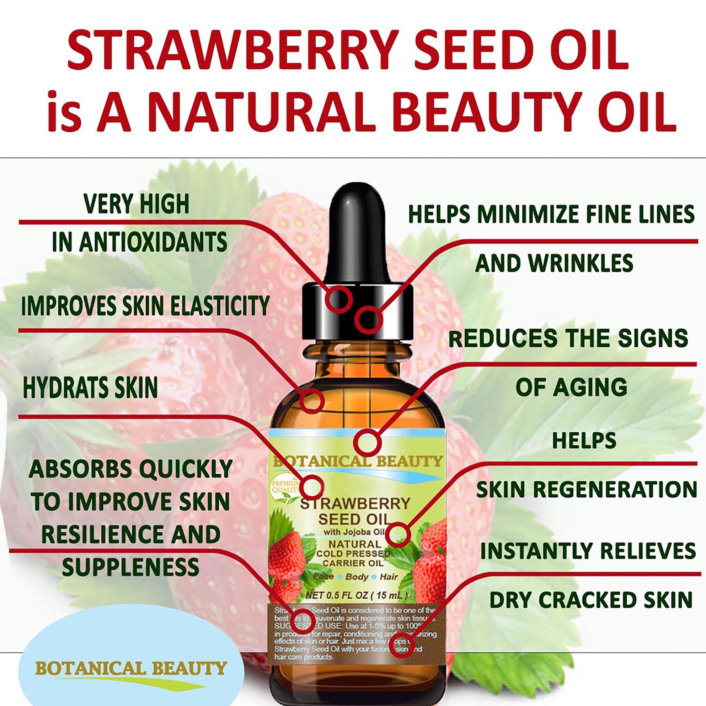 Botanical Beauty STRAWBERRY SEED OIL 100% Pure Natural Moisturizer. Cold - Botanical Beauty Official Product View 9