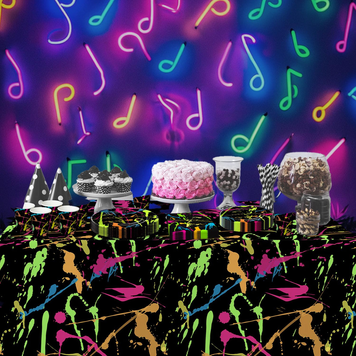 Neon Glow Party Supplies Graffiti Neon Theme Birthday - HIPVVILD Official Imagery - 7