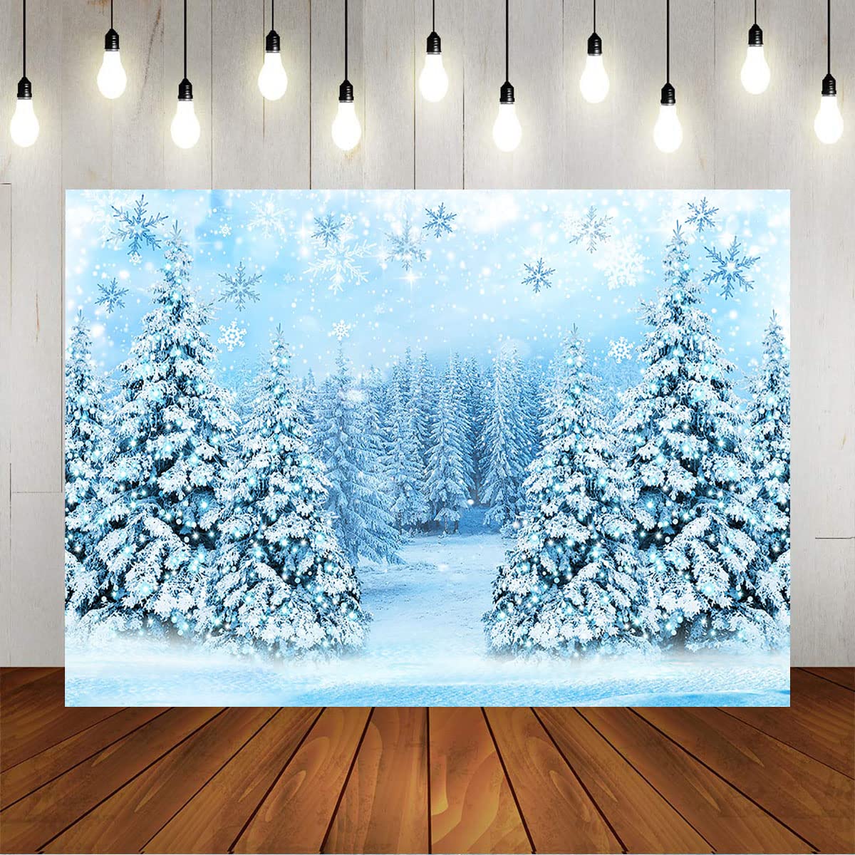 Mocsicka Winter Wonderland Backdrop 7x5ft Blue Christmas
