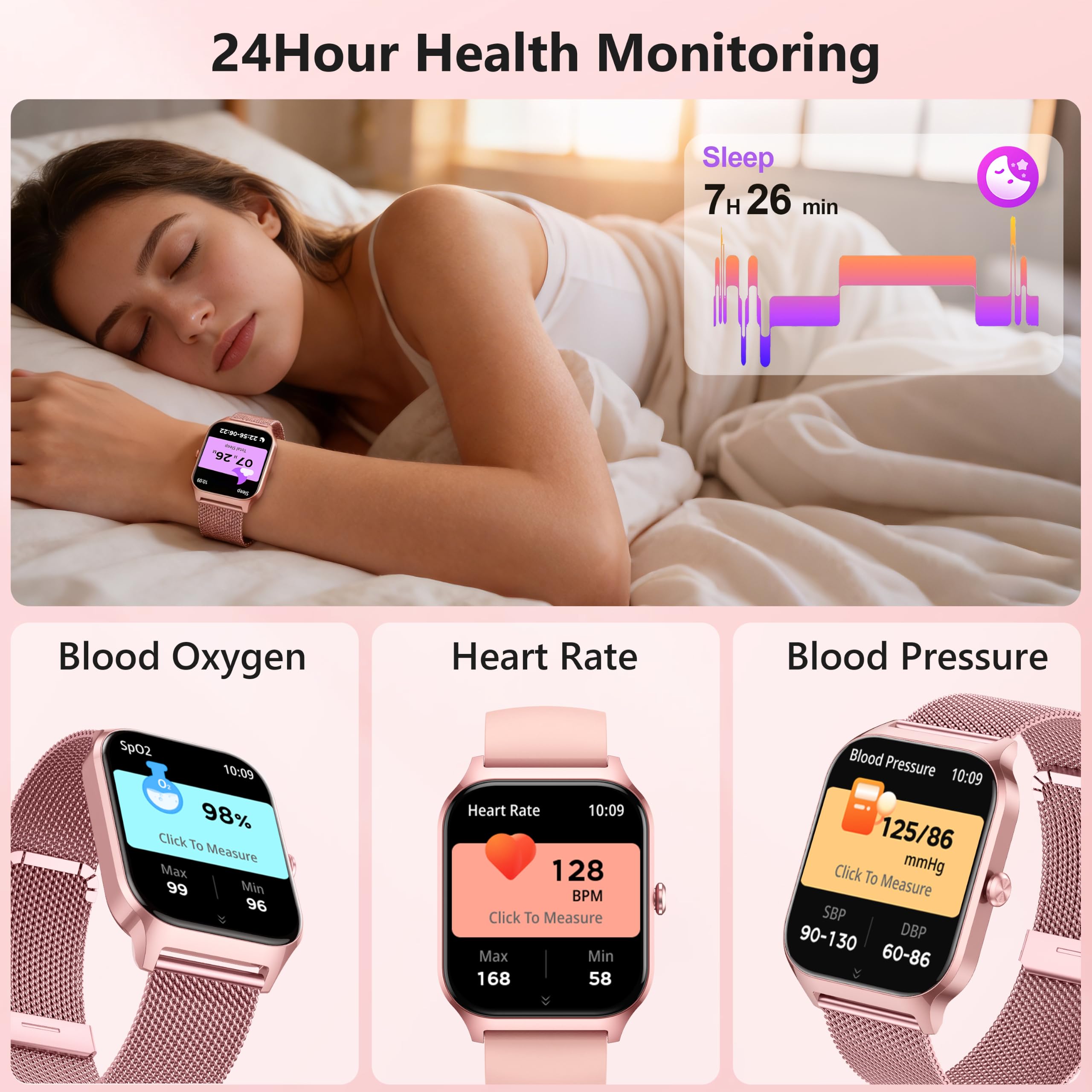 Popglory Smart Watch Women Men, 1.85" Lightweight Fitness Tracker Make - View 5