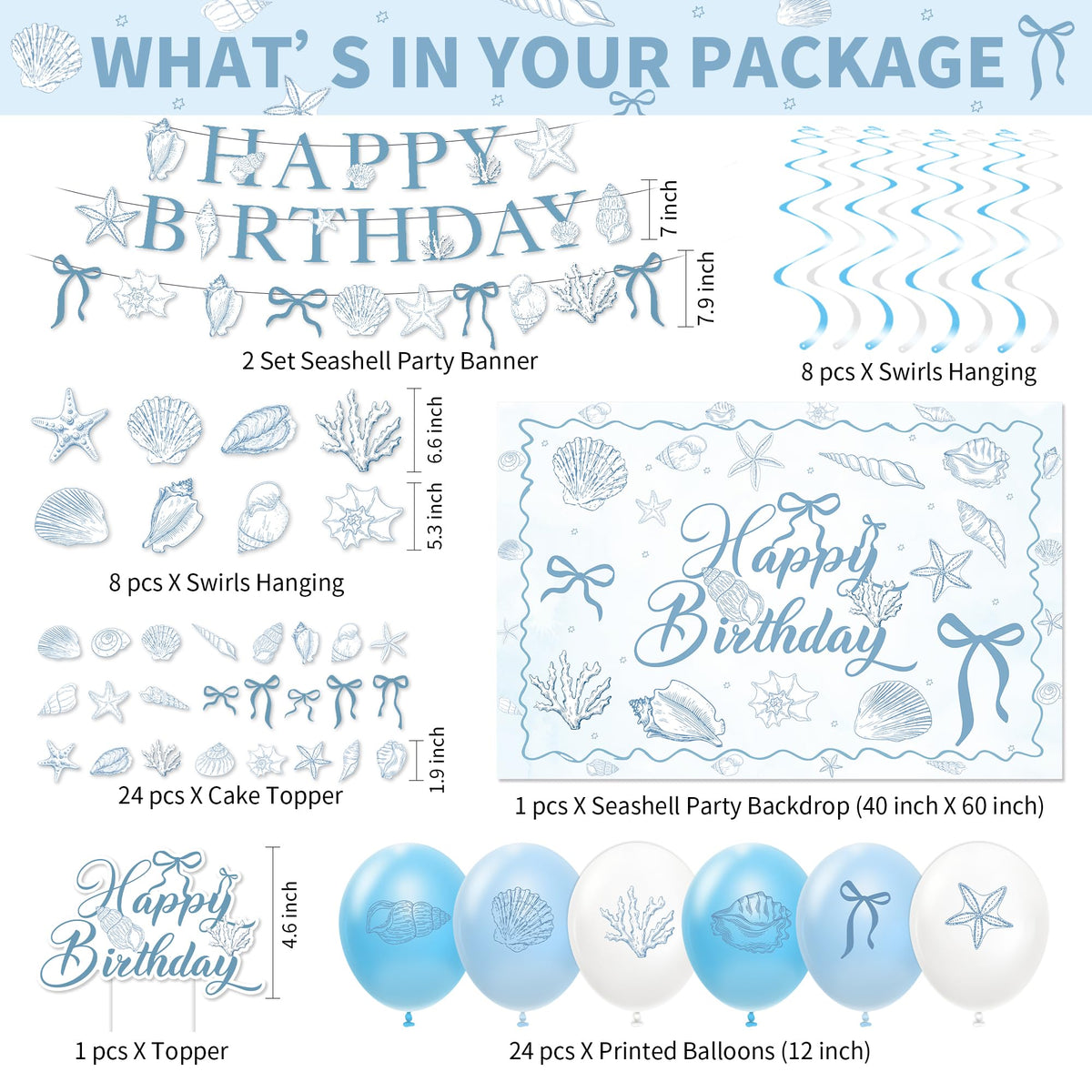Seashell Party Decorations for Summer Beach Birthday Turned - HOAKWA Official Imagery - 5