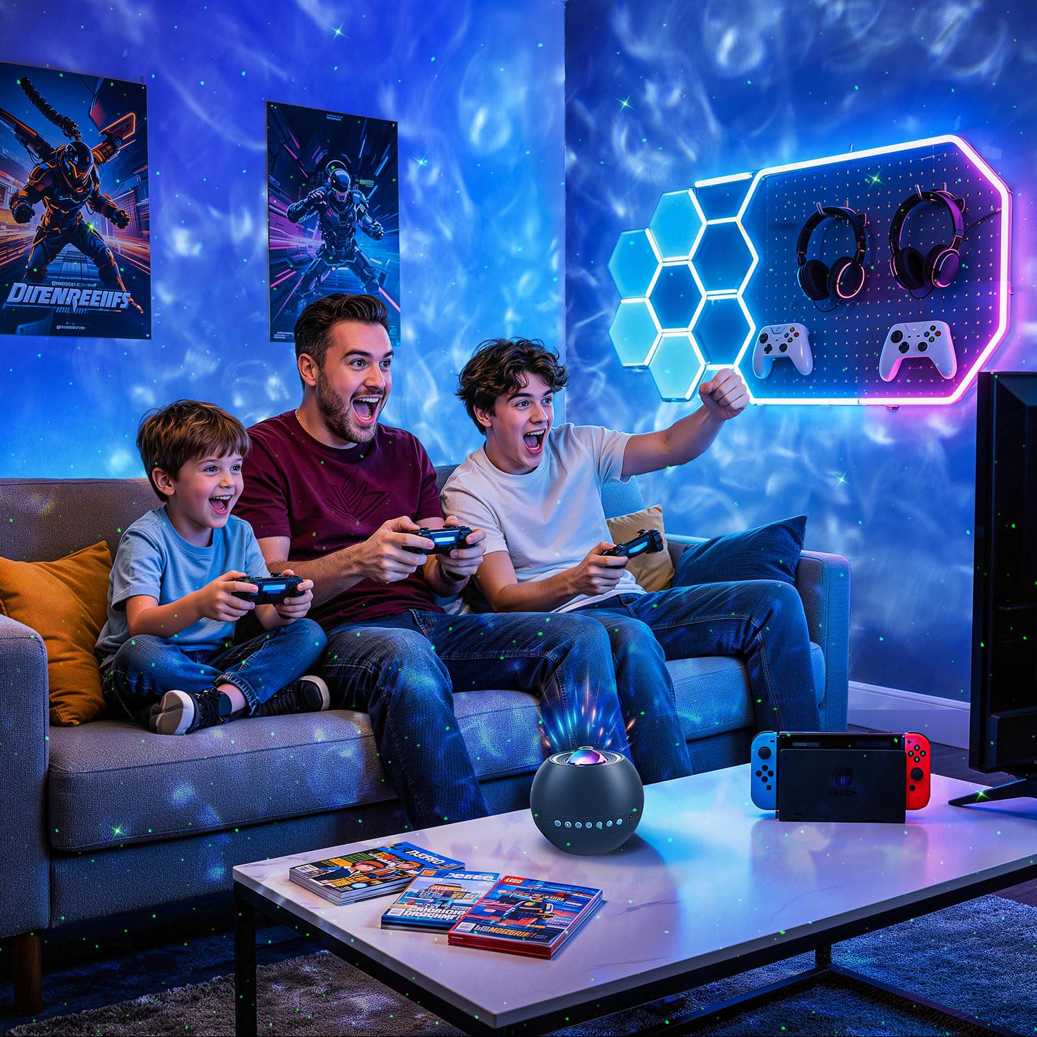 One Fire 360 Game Lights Galaxy Projector Gaming Accessories Gaming Ro - View 6