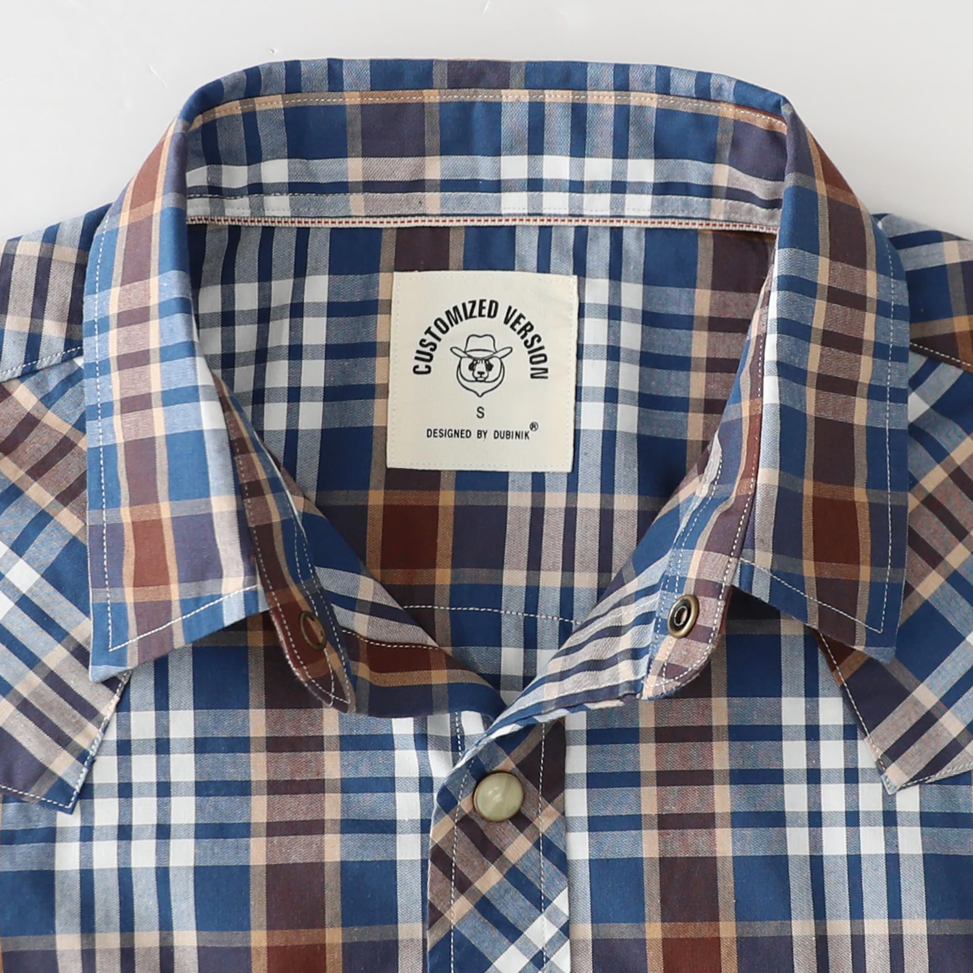 Dubinik® Pearl Snap Western Shirt for Men Short Sleeve 2 Sawtooth Pocket - Dubinik Official Product View 3
