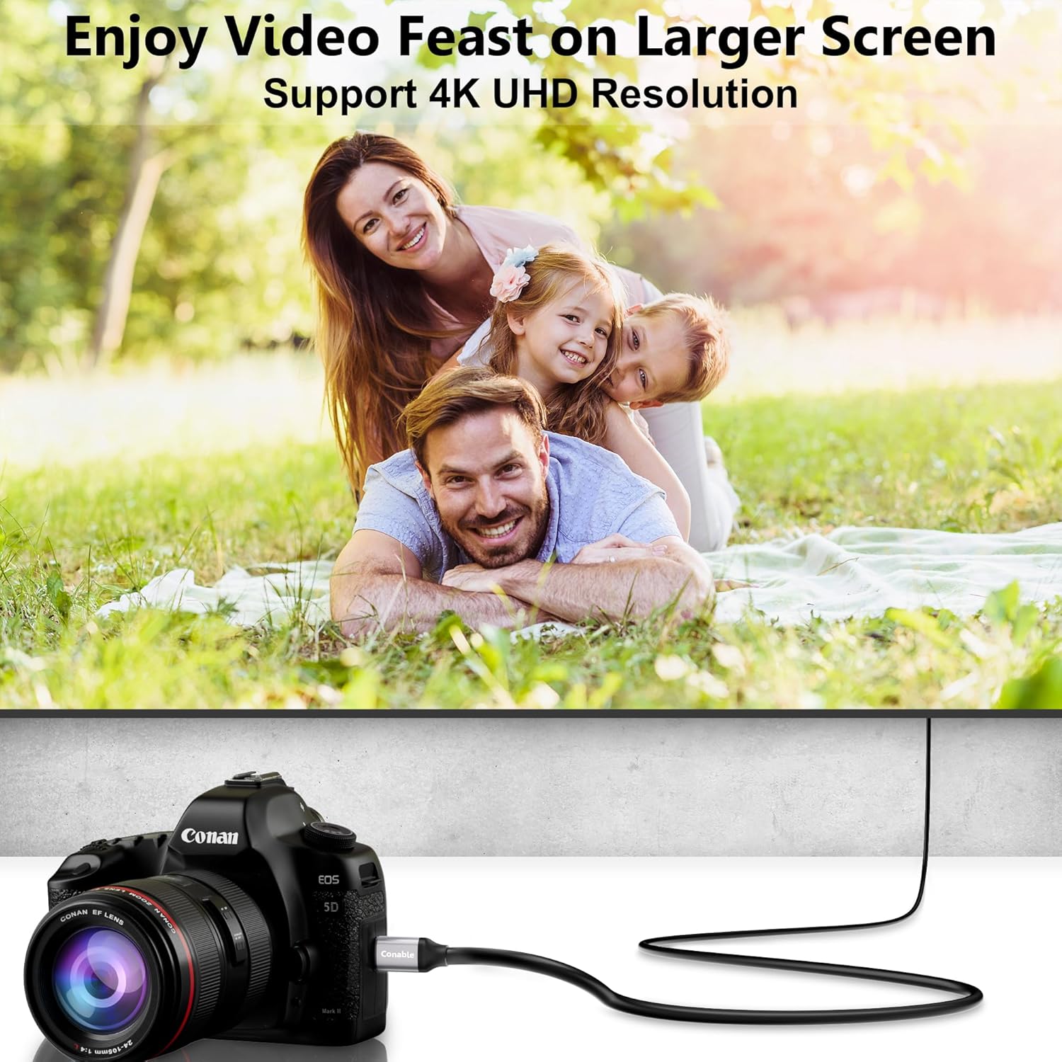 Conable HDMI to Mini HDMI cable 20 ft, high-speed 2.0 cord with 4K@60Hz support for connecting devices with HDMI and Mini HDMI ports