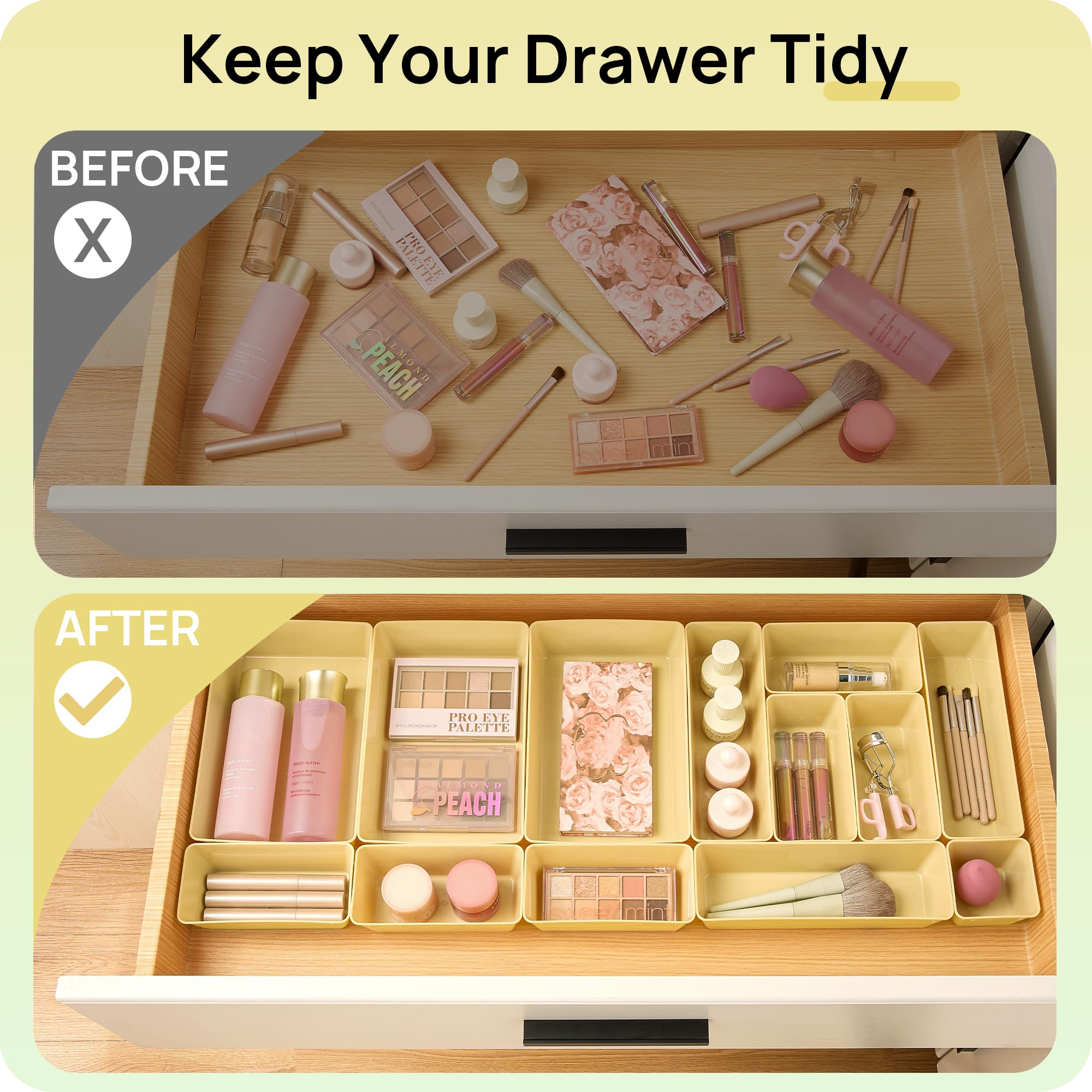 Vtopmart 25 Pack Plastic Drawer Organizers with Non-slip Rubber Pads - Vtopmart Official Product View 3