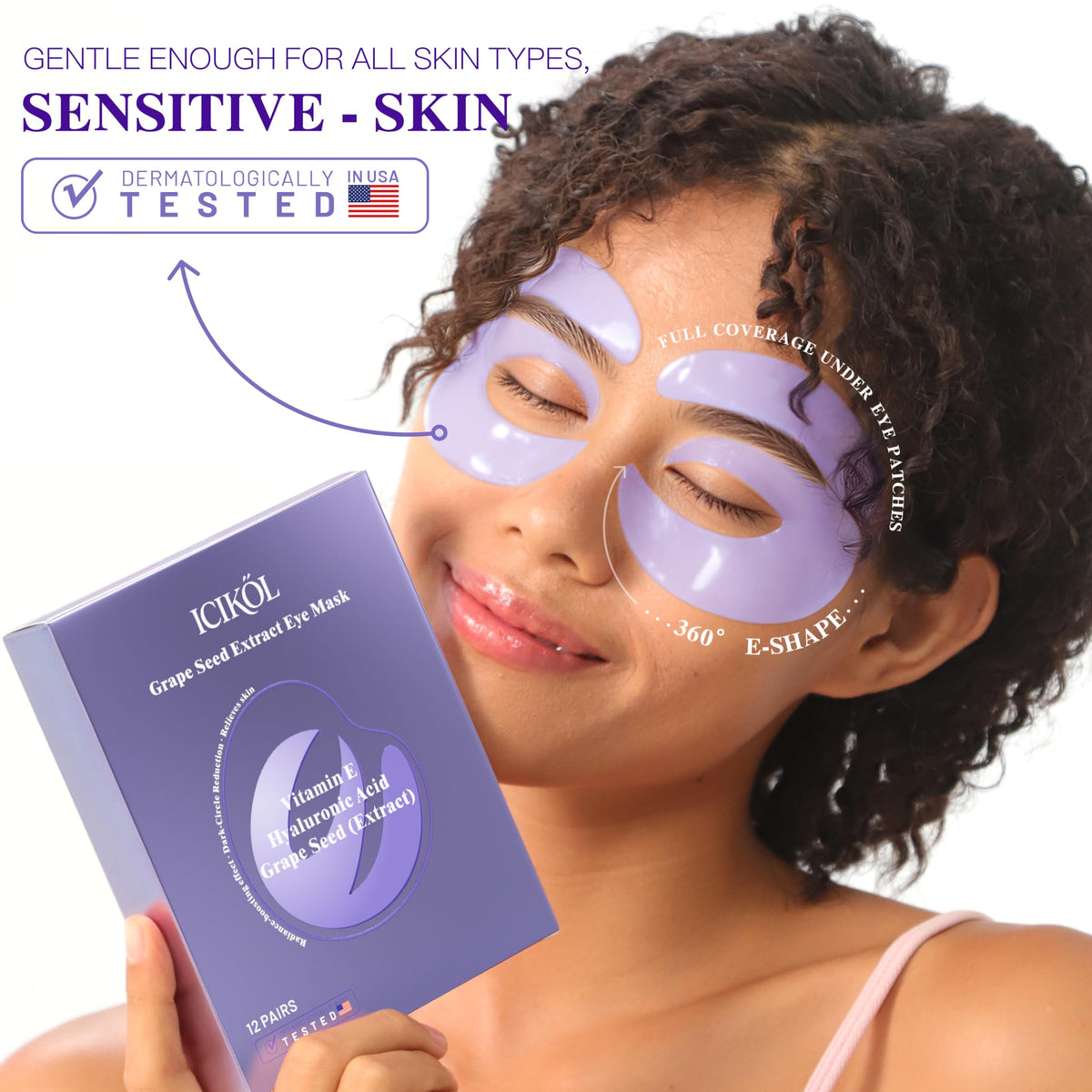 Under Eye Patches with Grape Seed Extract Eye Patches for - ICIKOL Official Imagery - 6