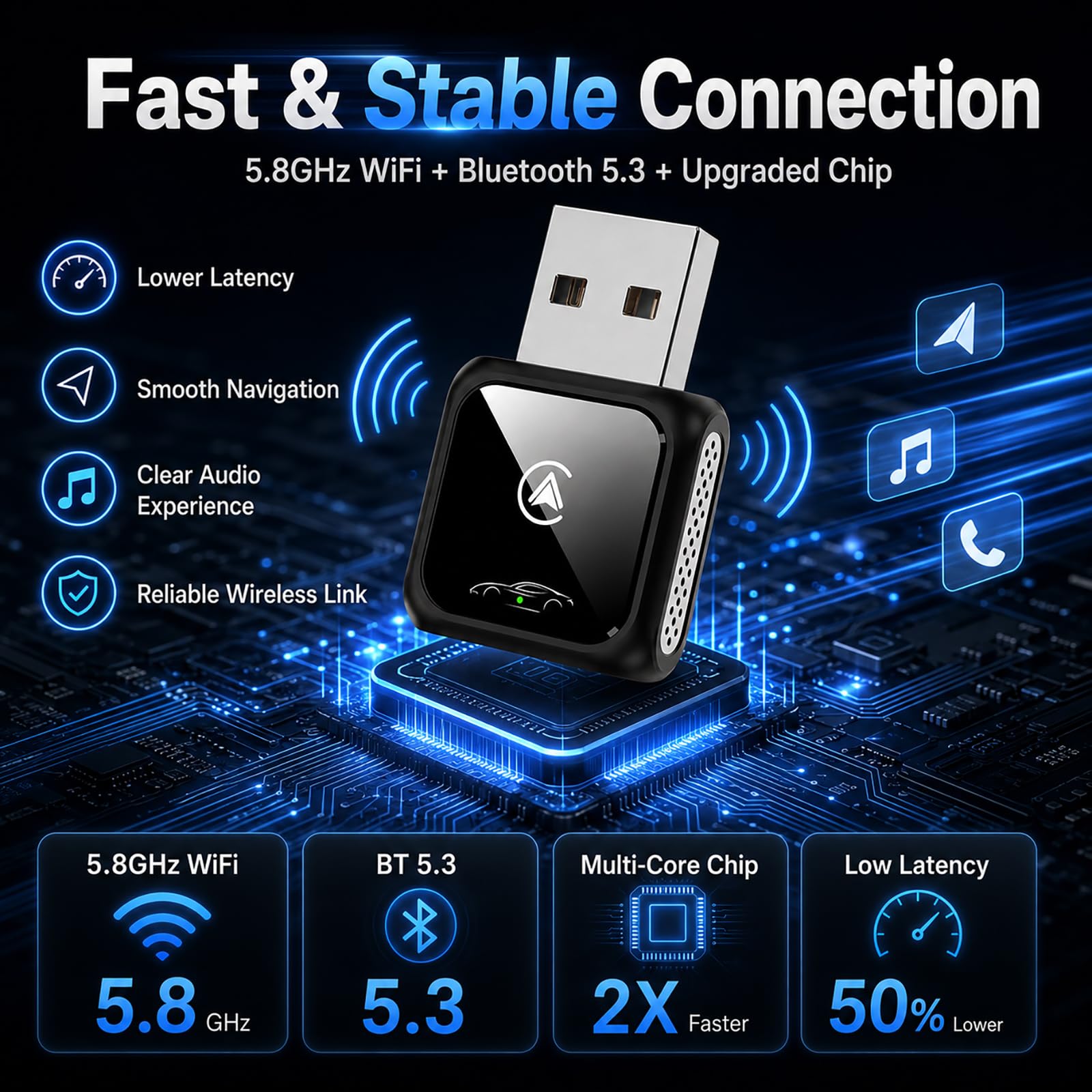 CGPVTSJ Wireless Carplay Adapter for Android Auto and Apple Car A by CGPVTSJ - Angle View 6
