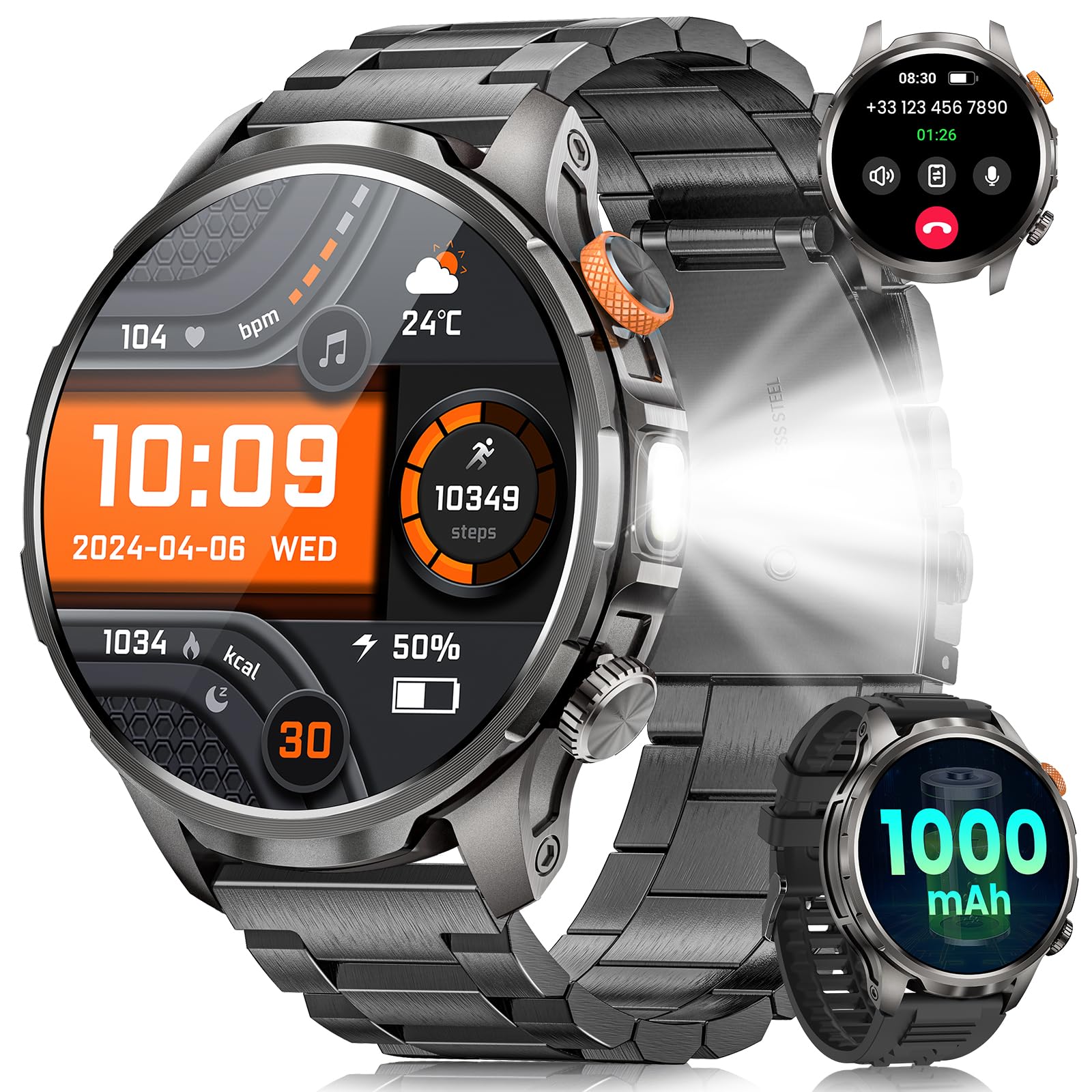 NAIXUES Military Smartwatch for Men 1000mAh Fitness Tracker Rugged Men - View 10