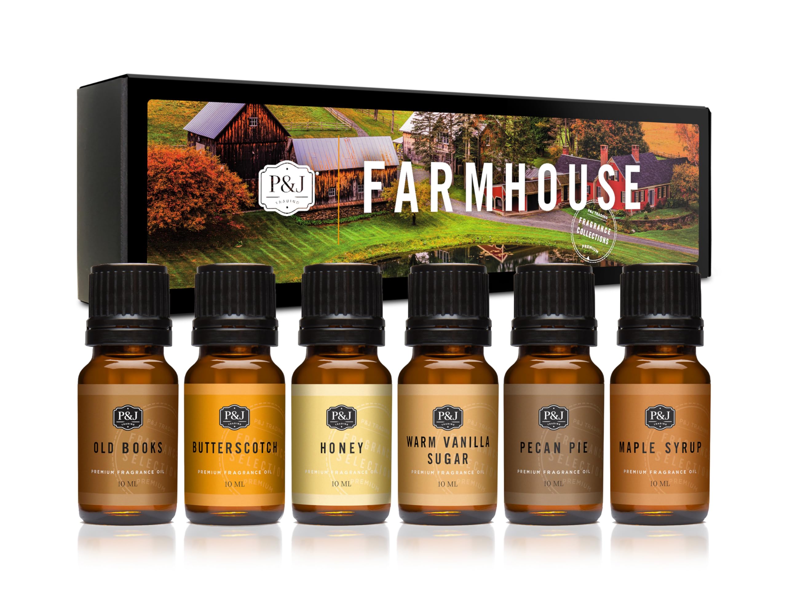 P&J Fragrance Oil Farmhouse Set | Old Books, Butterscotch, - Product Imagery