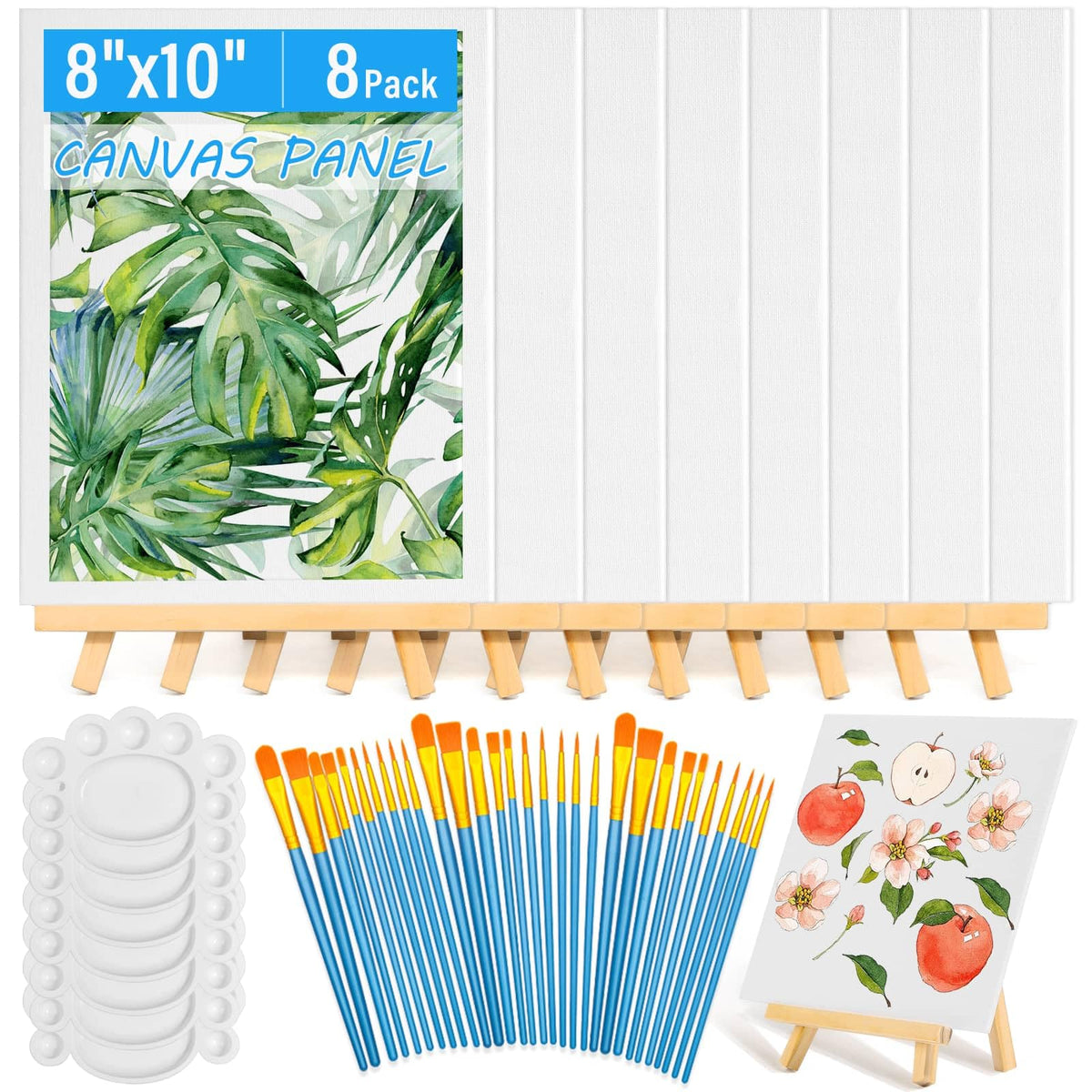 54 Pack Canvas with Easel Set 8 x 10 Inch Canvas Boards with - shynek Official Imagery - 1