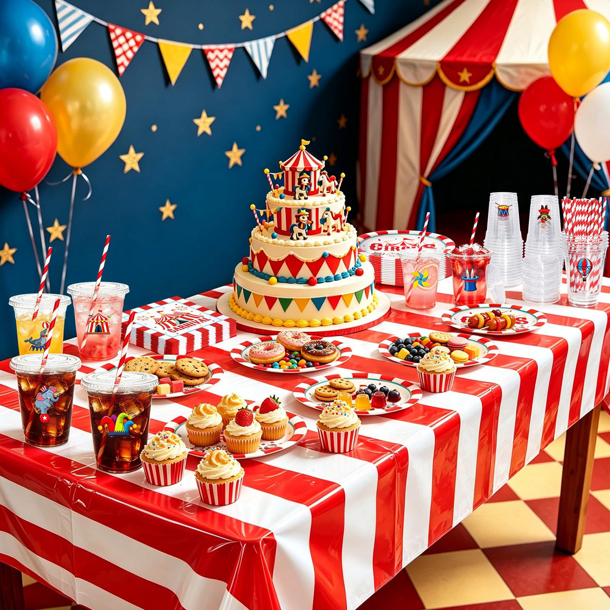 Circus Carnival Party Tableware and 16oz Disposable Cups - TgtherVibe Official Imagery - 3
