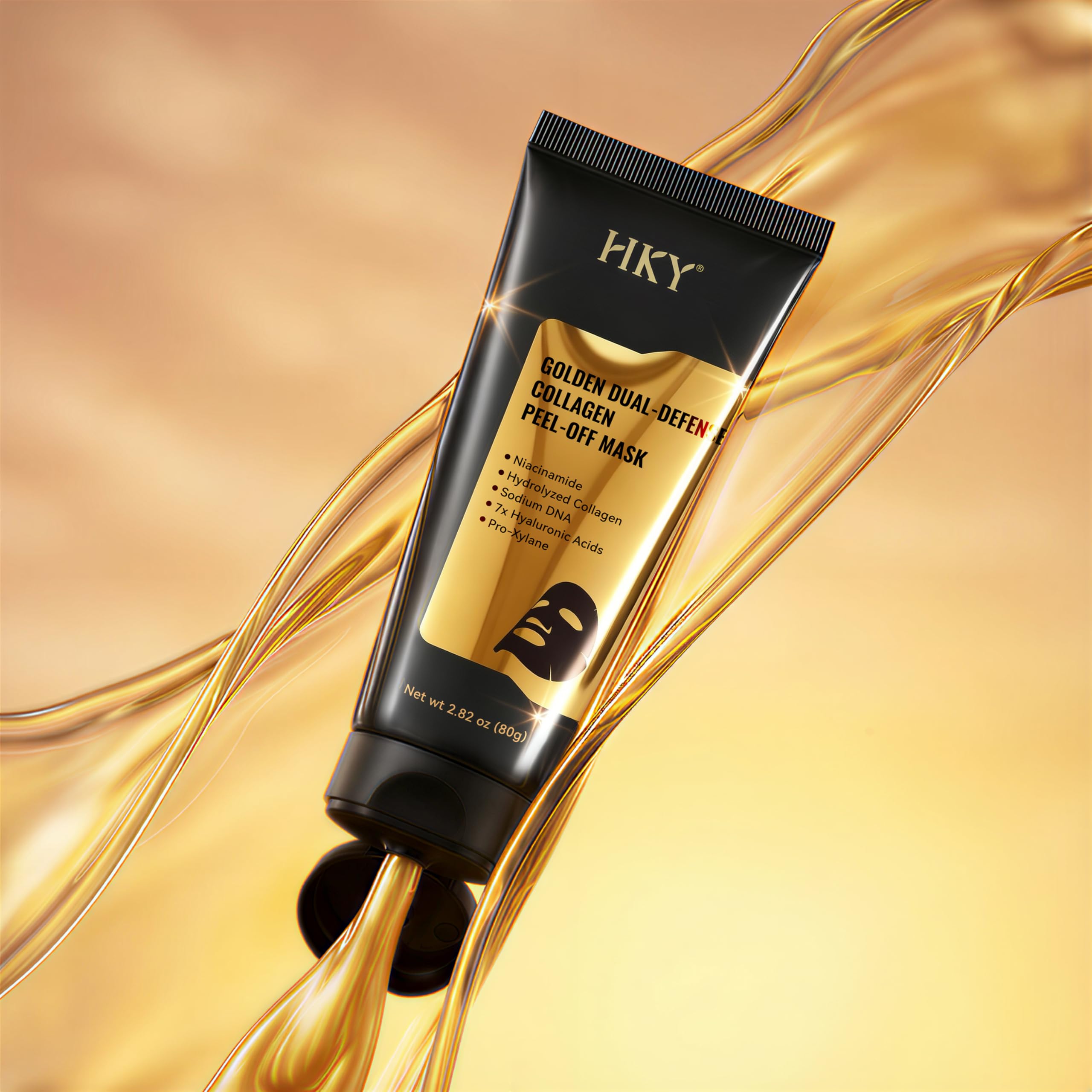 Gold Dual-Anti Collagen Peel Off Face Mask, 7x Hyaluronic Acid - HKY