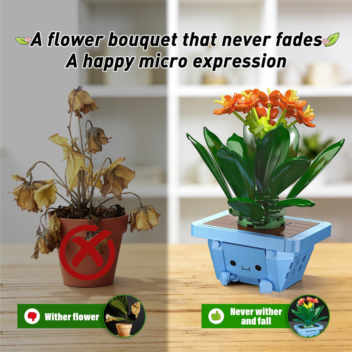 Flower Building Kit for Adults 614 Pcs Happy Plants Flowers - WIDELAND Official Imagery - 6