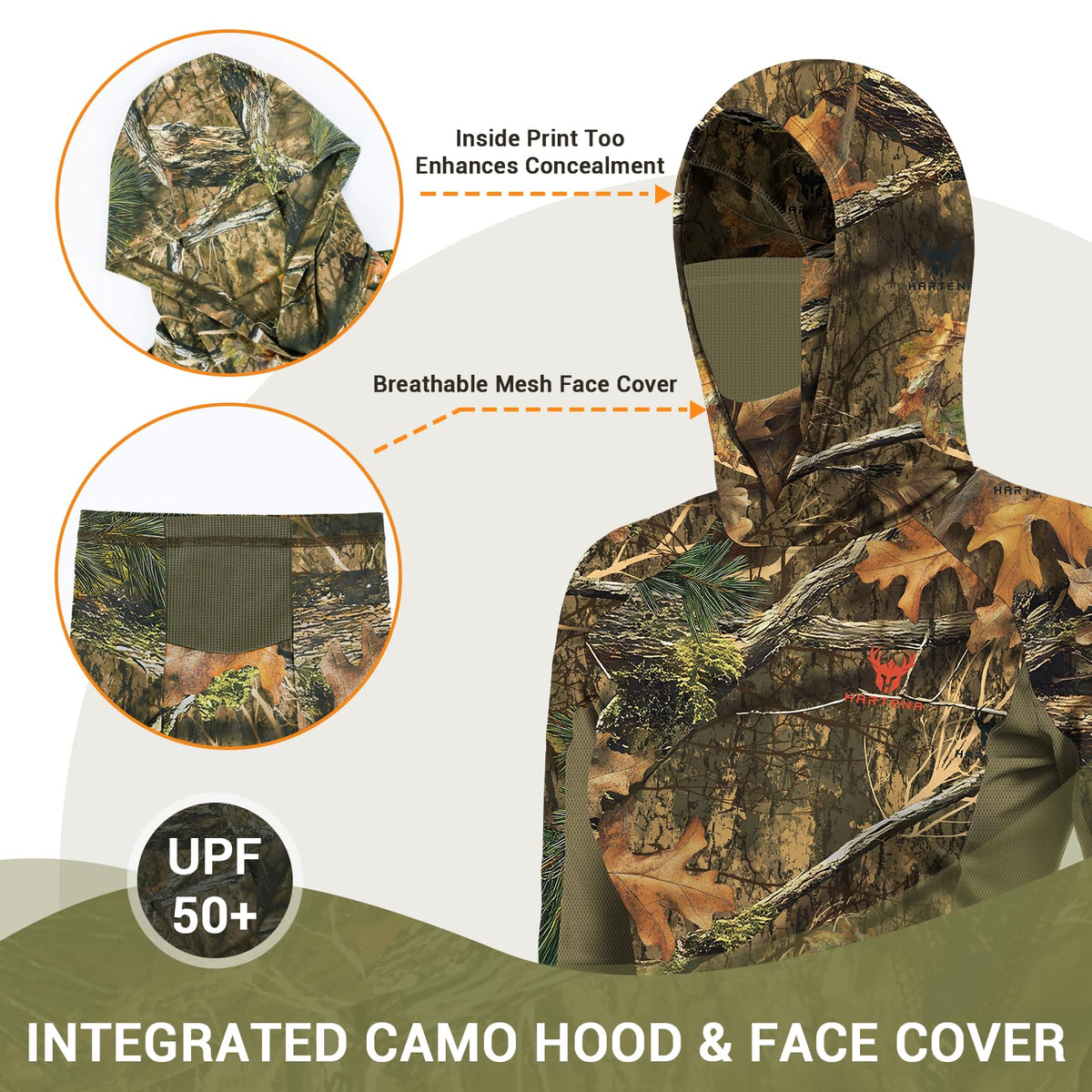 Women s Camo Hunting Hoodie with Face Mask UPF 50 Quick Dry - Hartena Official Imagery - 4