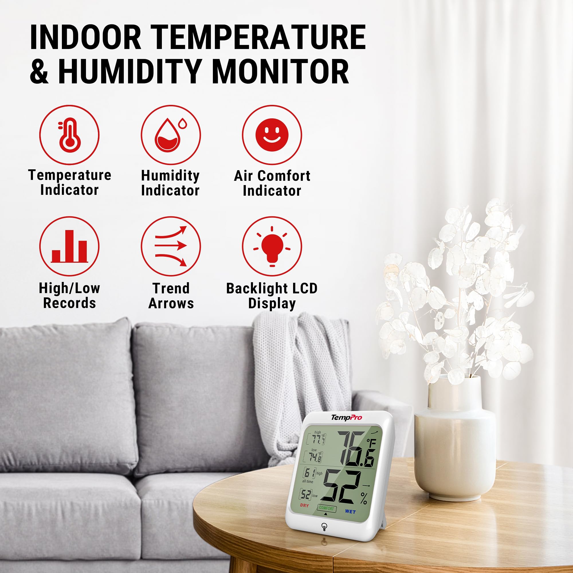 TempPro TempAir Digital Hygrometer Indoor Thermometer for Home - View 2
