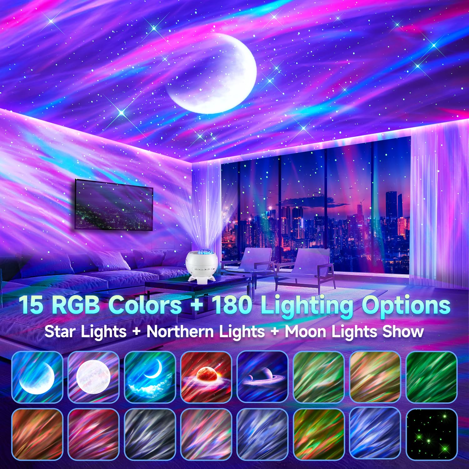 Staryou Galaxy Projector Northern Lights Projector with Bluetooth by Staryou - Angle View 2