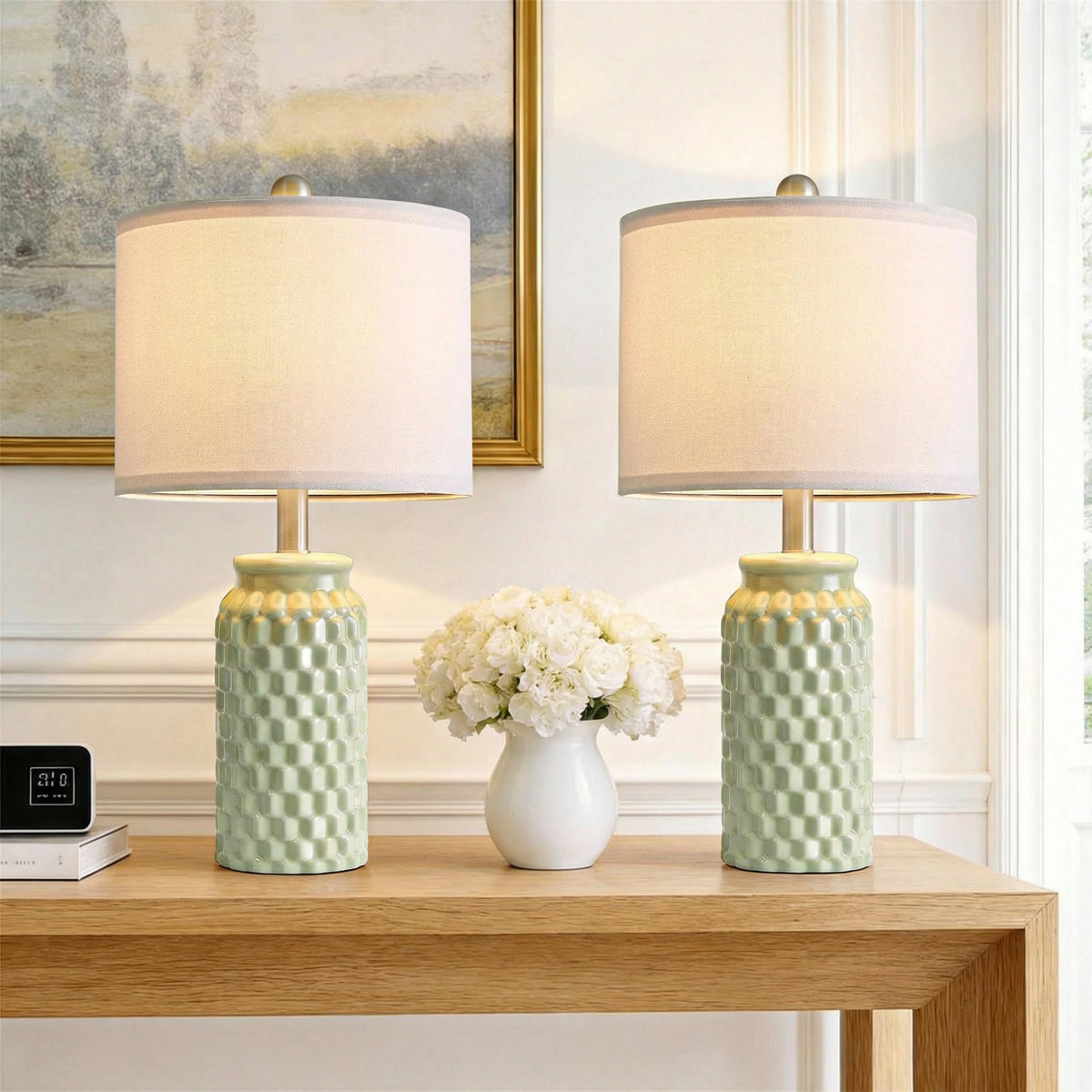 20 5 Small Bedside Lamps Set of 2 Green Ceramic Nightstand - Vortether Official Imagery - 2