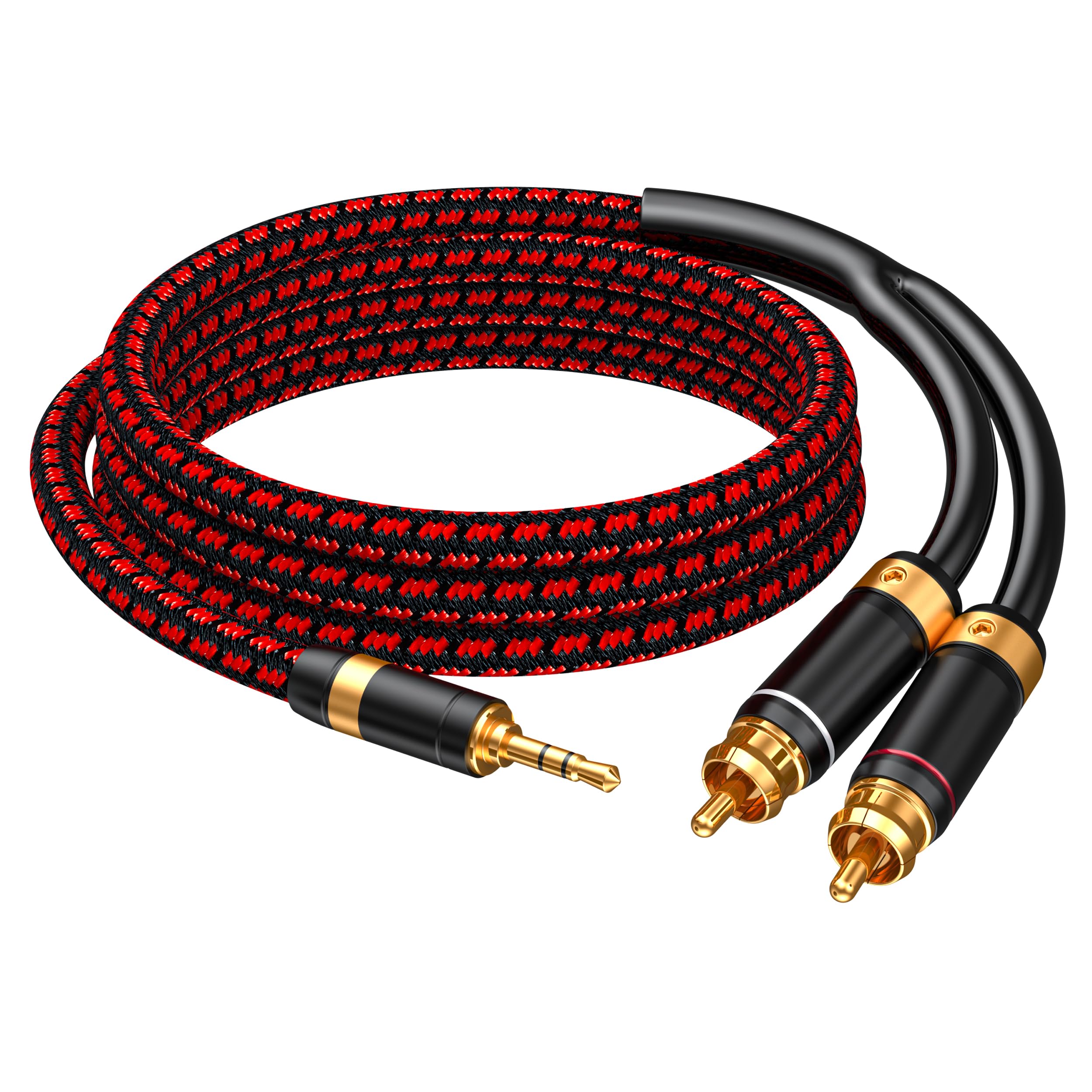 Primeda 3.5mm to 2 RCA Audiophile Audio Cable Stereo Braided Gold by Primeda - Angle View 8