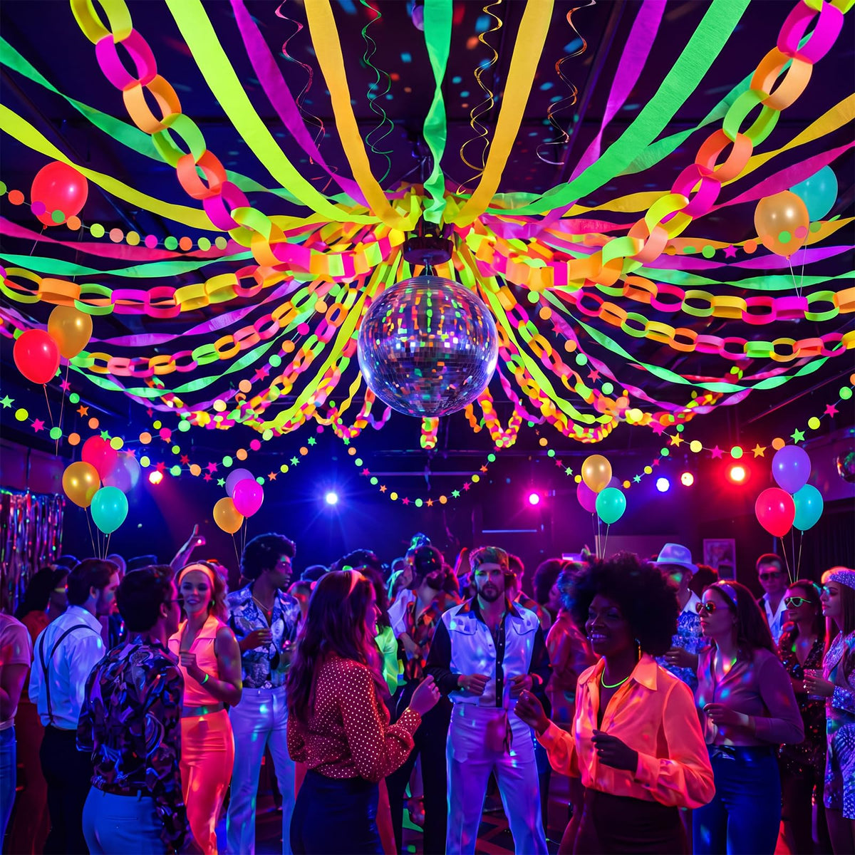 Taobary Neon Party Decorations 600 Sheet Paper Chain for - TaoBary Official Imagery - 3