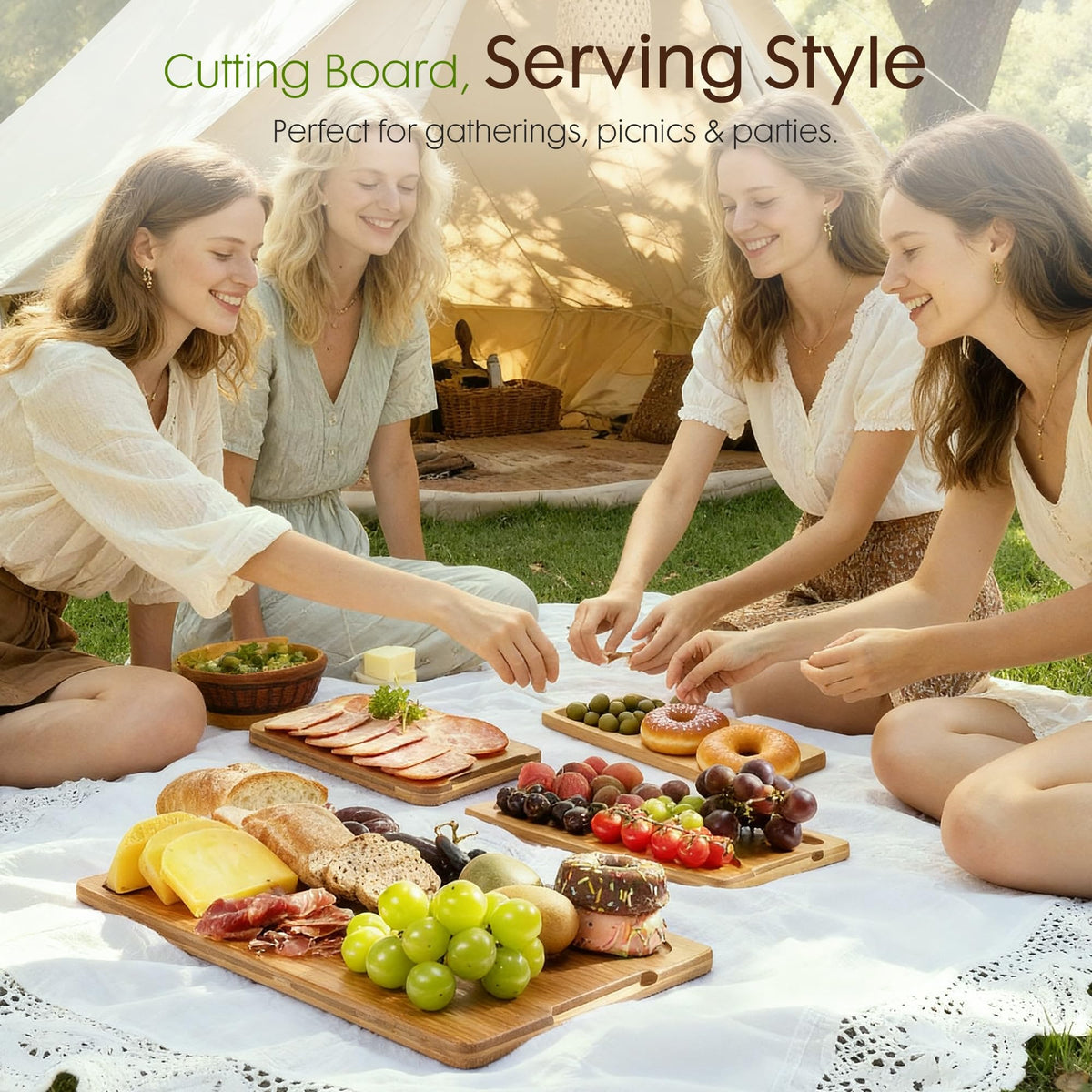 Astercook Deep Carbonized Bamboo Cutting Boards for Kitchen - Astercook Official Imagery - 8
