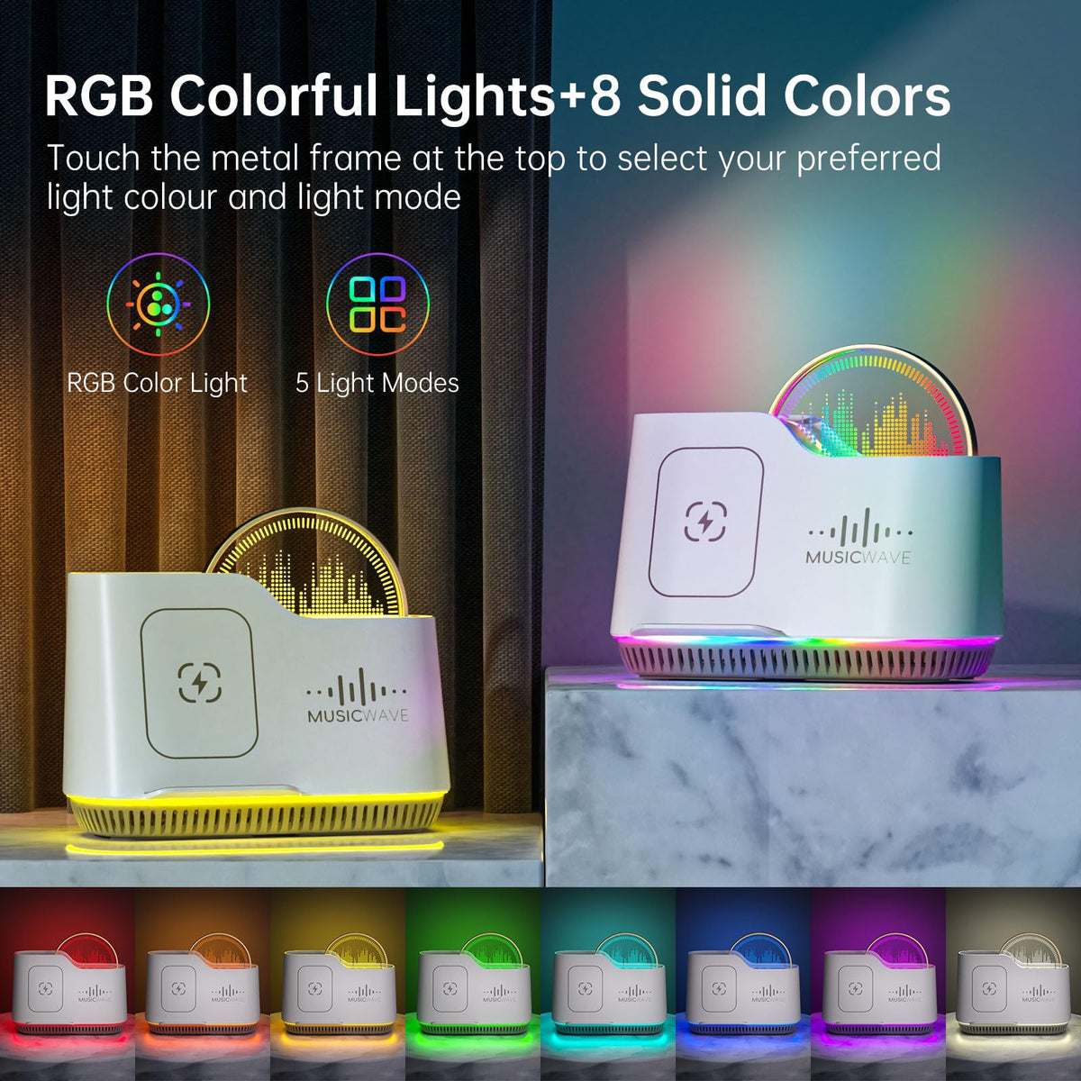 Night Light Bluetooth Speaker Phone Holder Touch Control - AUYLE Official Imagery - 7