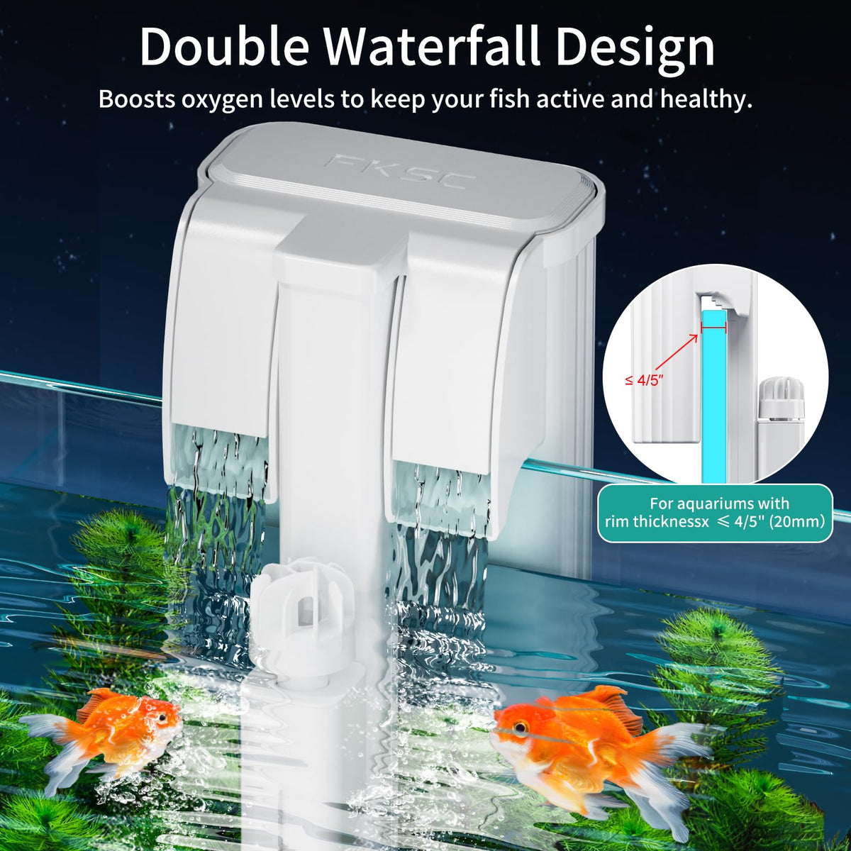 Hang On Back Aquarium Filter for 5 20 Gallons Fish Tanks 3 - FKSC Official Imagery - 7