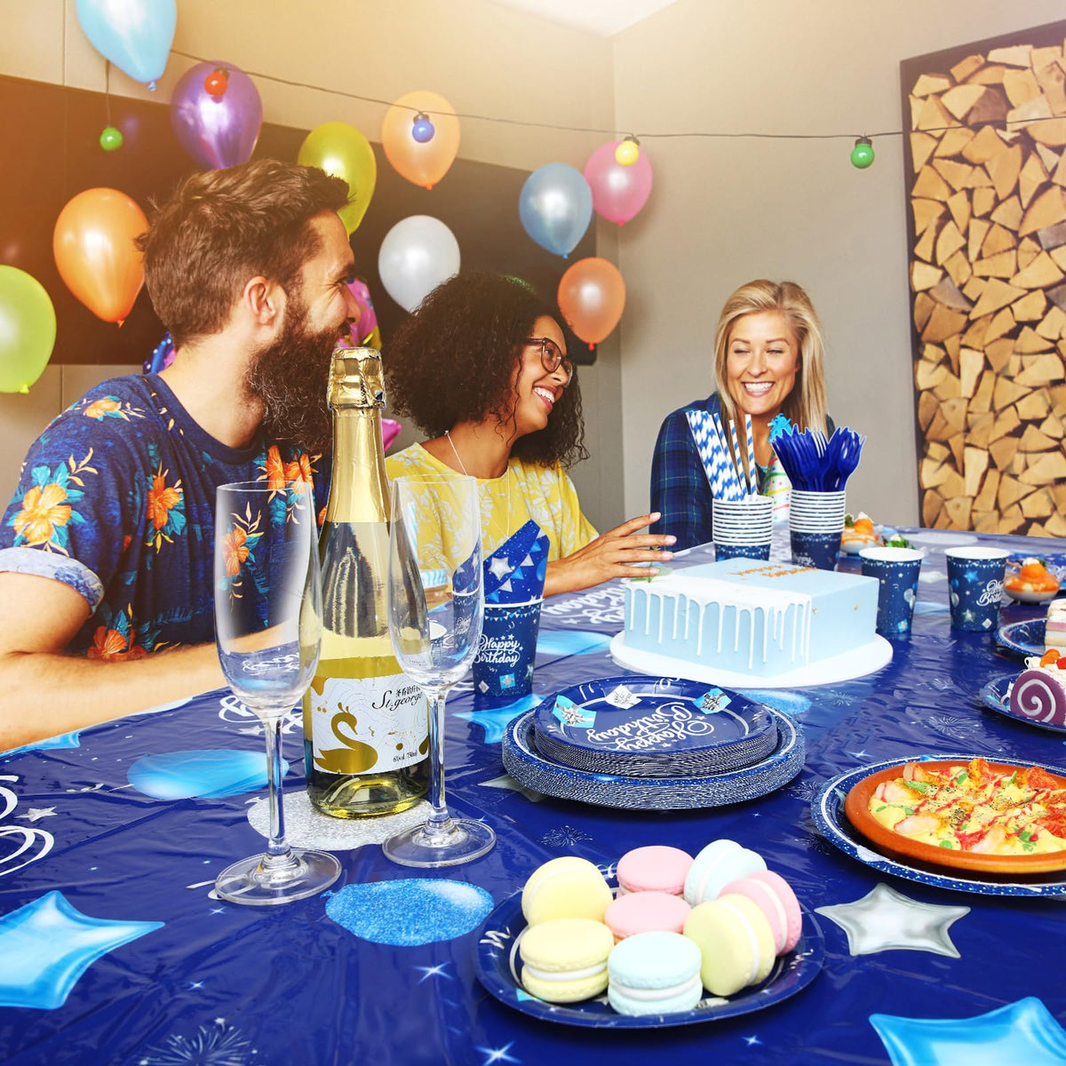 Norme 176 Pcs Navy Blue and Silver Birthday Tableware Set - Norme Official Imagery - 7