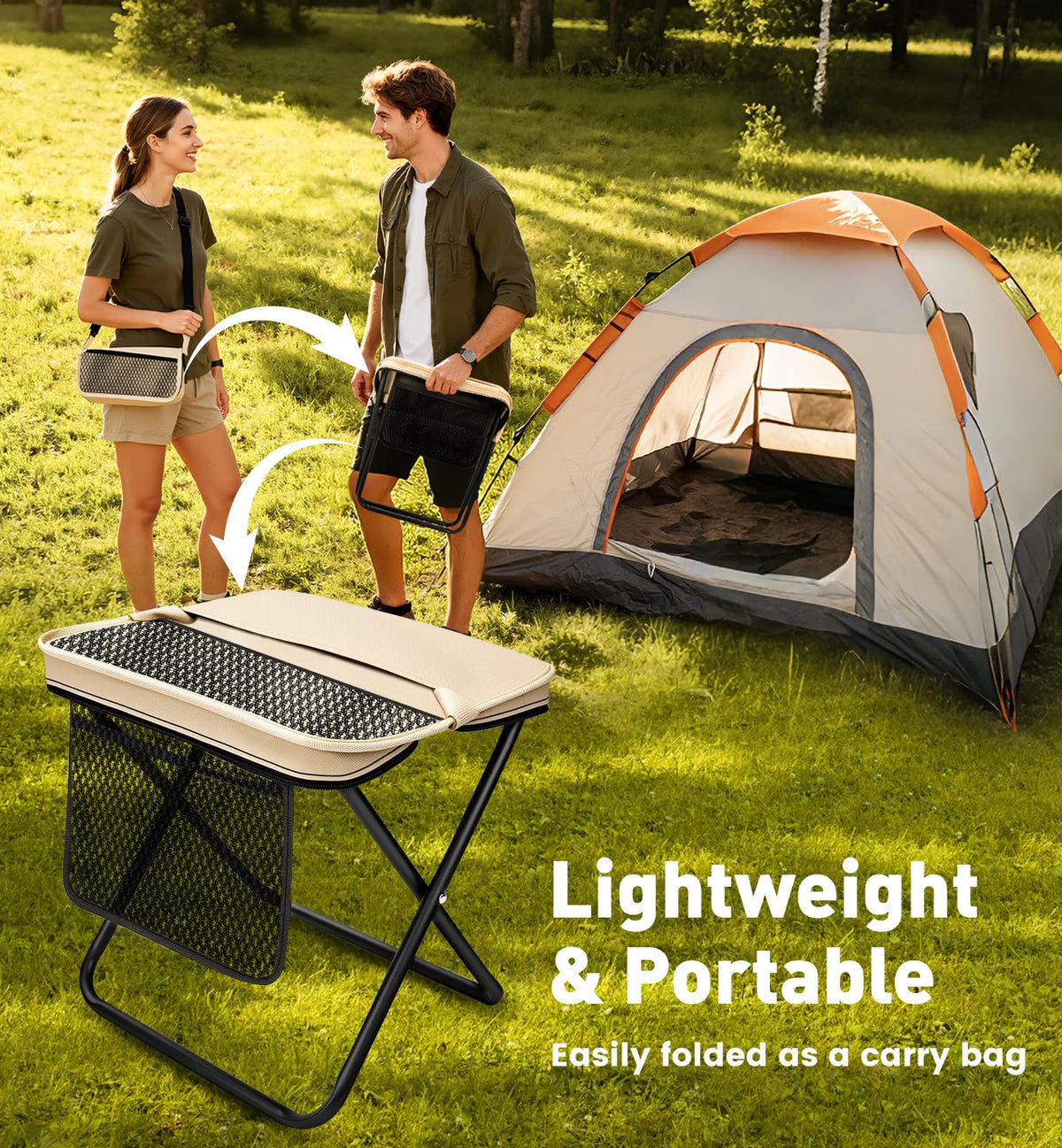 2 Pack Portable Folding Stools Collapsible Pocket Chair - OrbitShell Official Imagery - 4