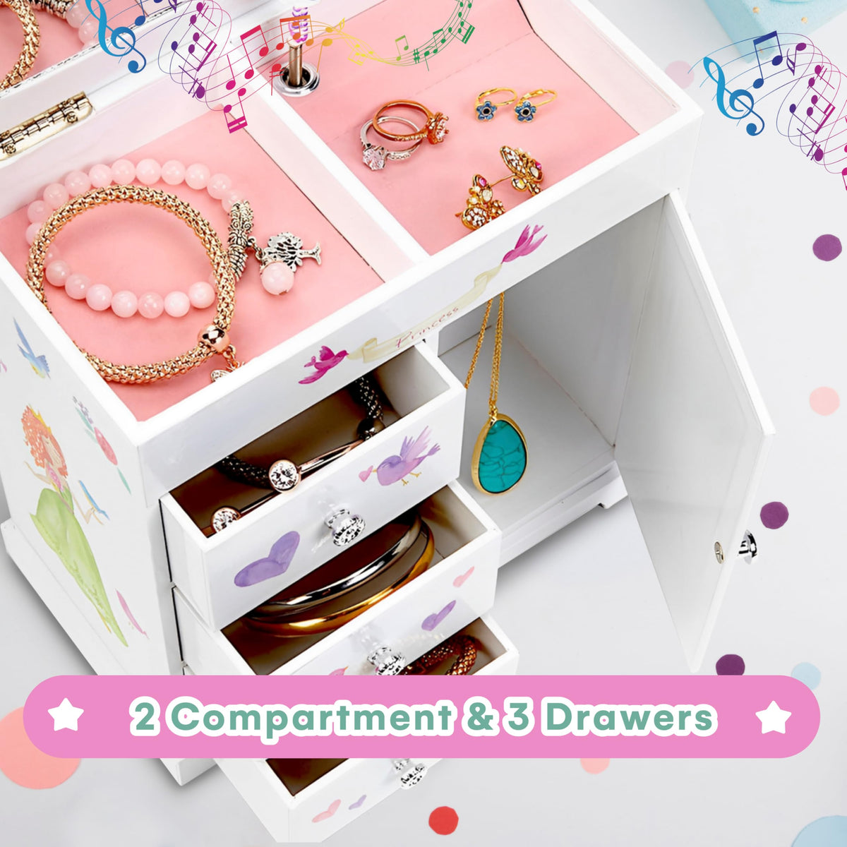 Jewelkeeper Jewelry Box for Girls with 3 Drawers - Jewelkeeper Official Imagery - 7
