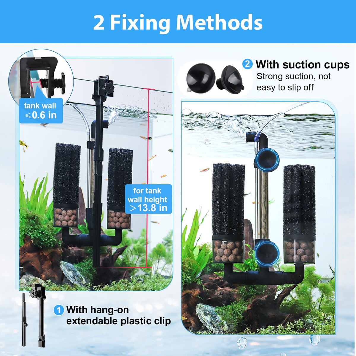 hygger Aquarium Double Sponge Filter Upgraded Sponge Filter - hygger Official Imagery - 5