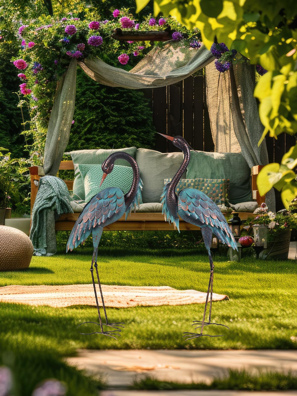 Garden Decor Outdoor Statues 40 37 Large Metal Heron - YEAHOME Official Imagery - 3