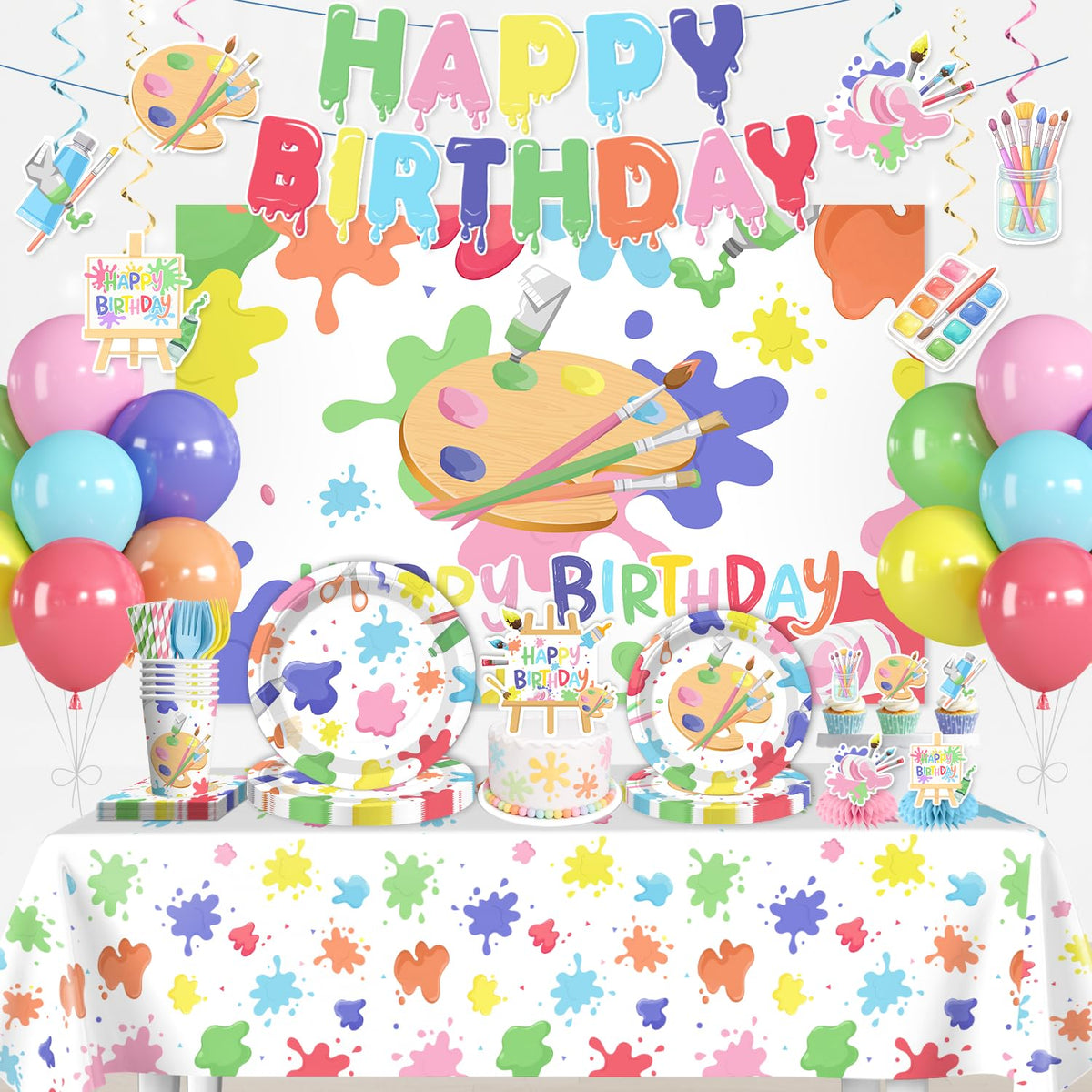 Xynic 211pcs Art Party Decorations Complete Tableware Set - Xynic Official Imagery - 1
