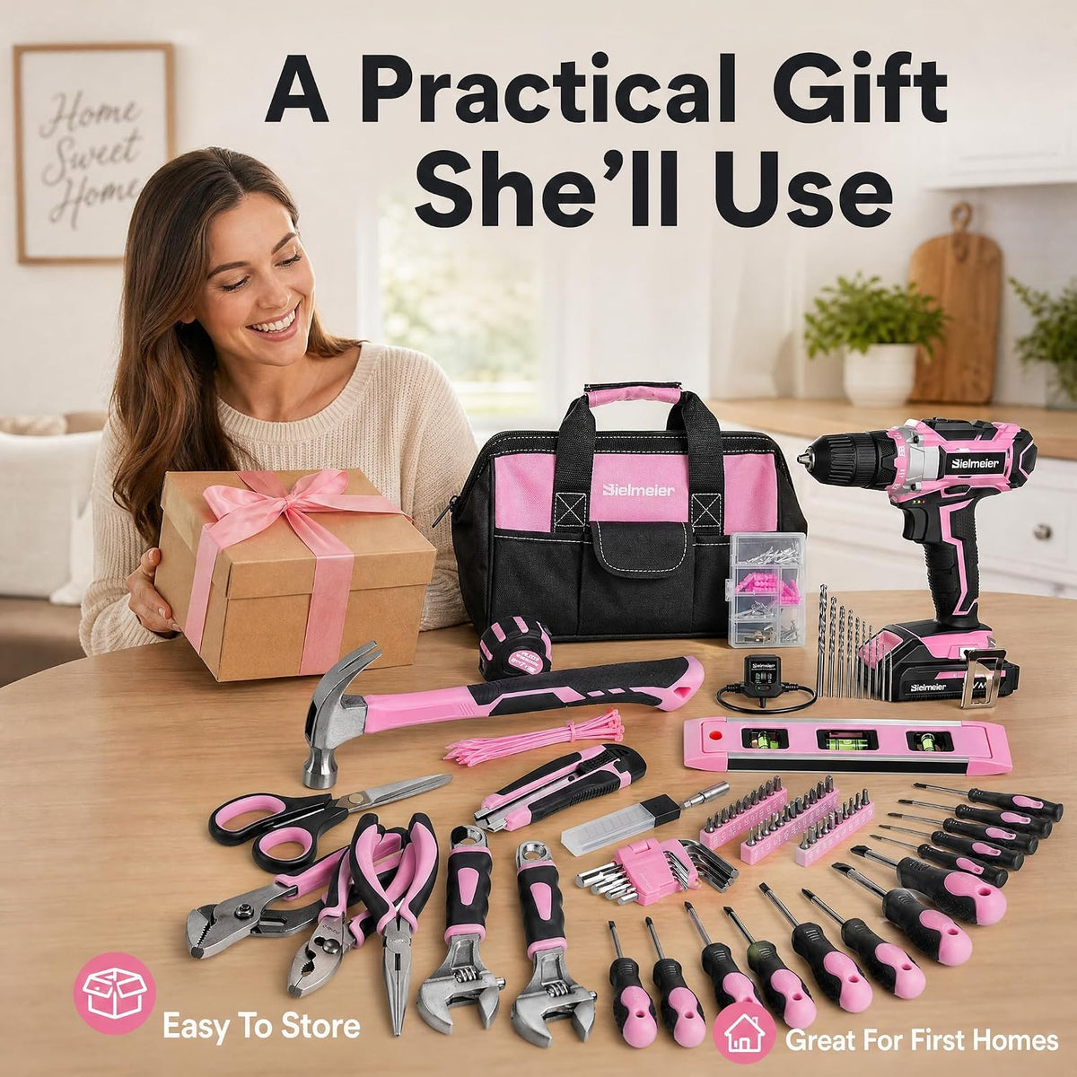Bielmeier 20V 236Pcs Cordless Pink Drill Set for Women Home - BIELMEIER Official Imagery - 6