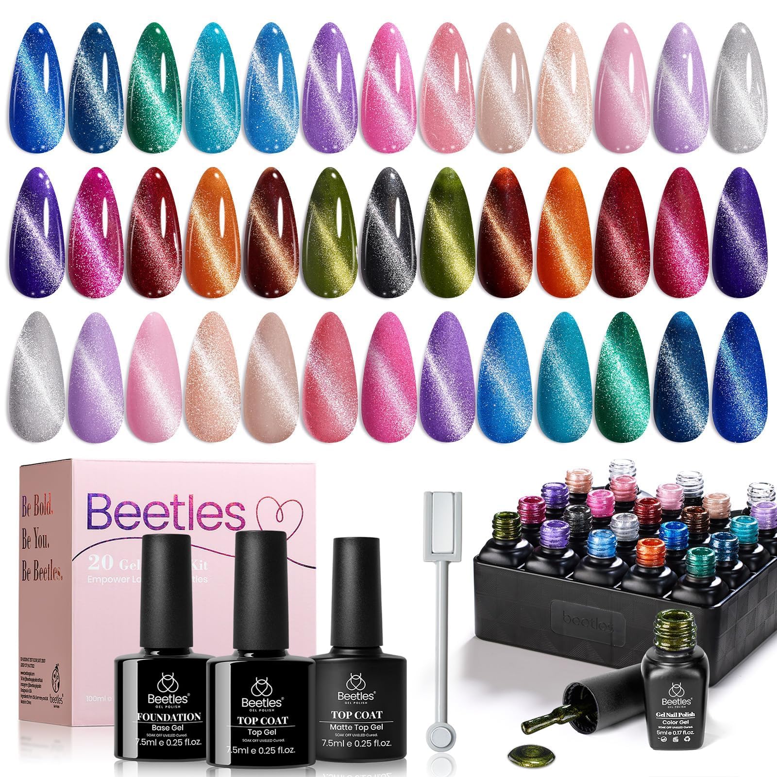 Beetles Cat Eye Gel Nail Polish Set, 20 Colors Fall Cat Eye - Product Imagery