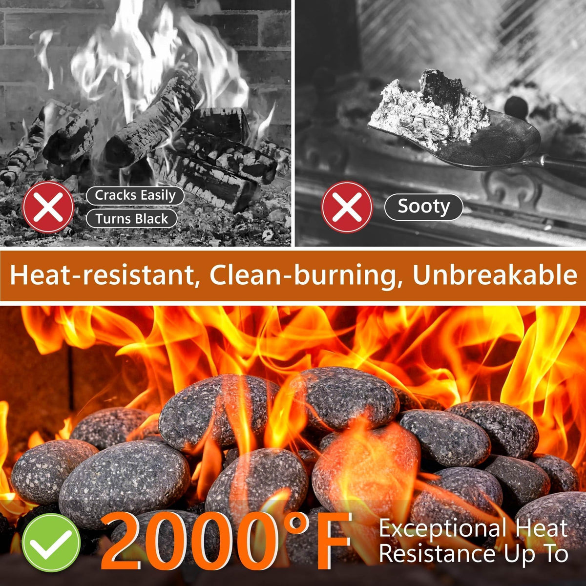 NUPICK 10lb Gray Lava Rocks for Fire Pit Volcanic Rock for - NUPICK Official Imagery - 4
