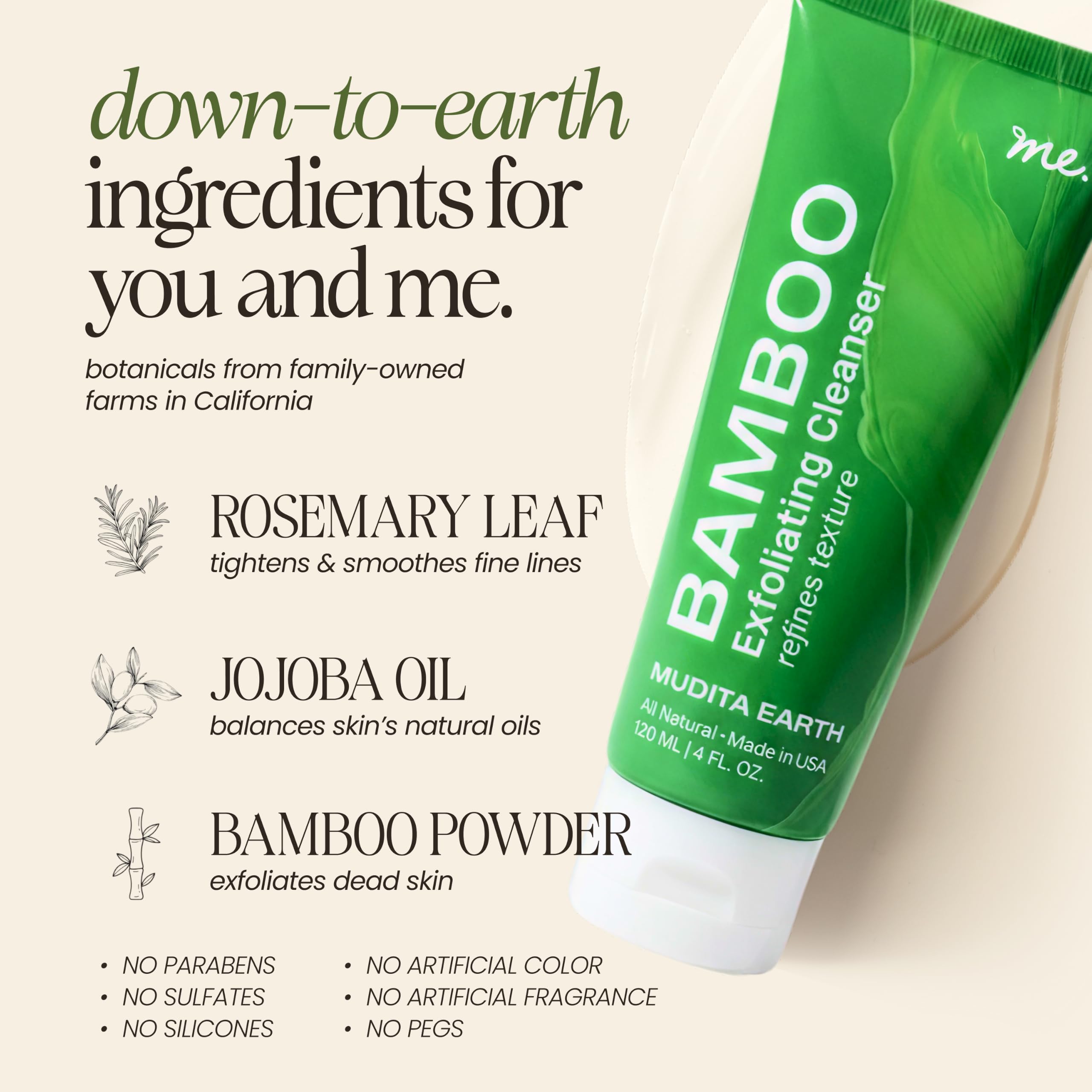 me. MUDITA EARTH Exfoliating Face Scrub with Bamboo & Papaya Enzyme for - me. MUDITA EARTH Official Product View 6