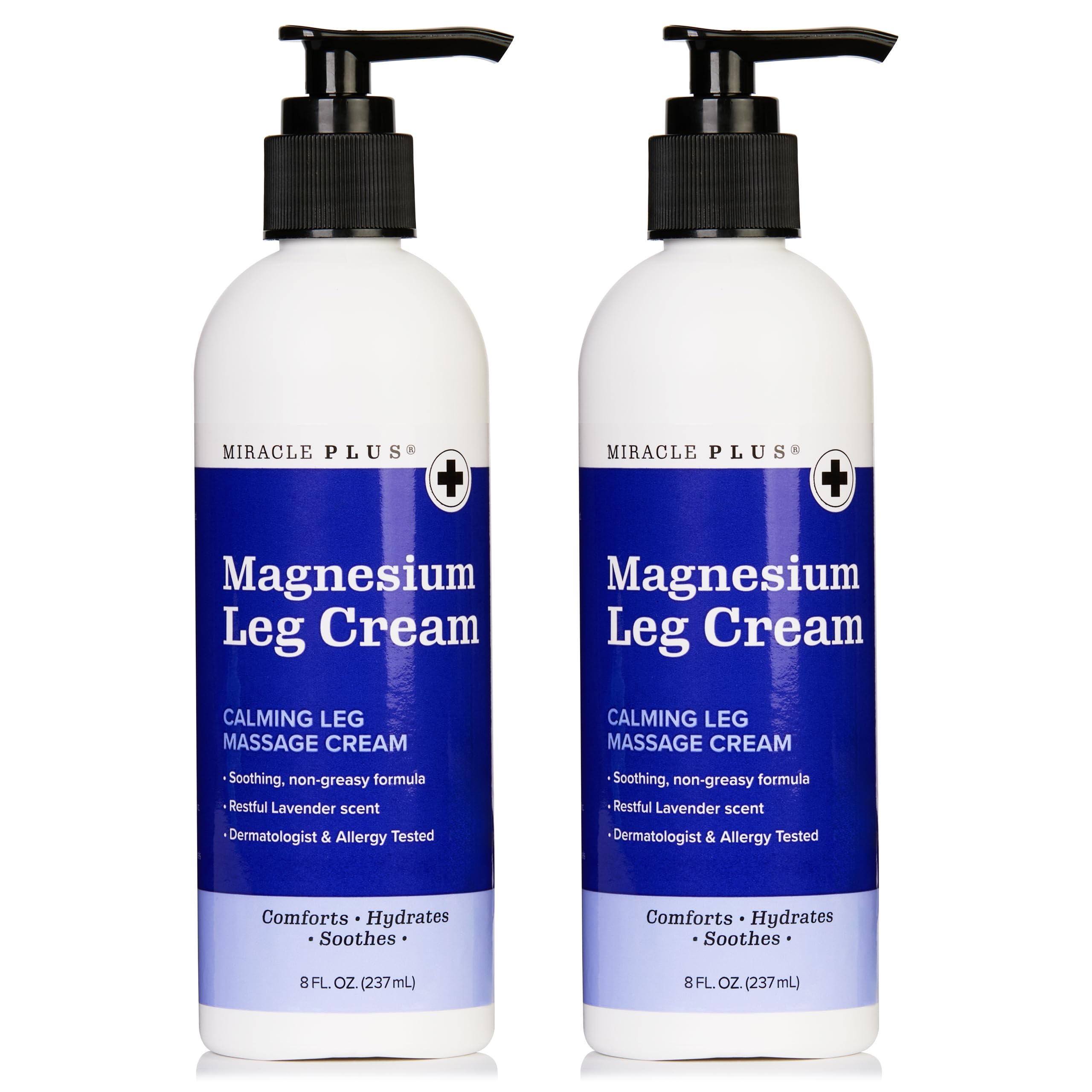Miracle Plus Magnesium Cream for Leg Relief – Calming Lotion, 2-Pack