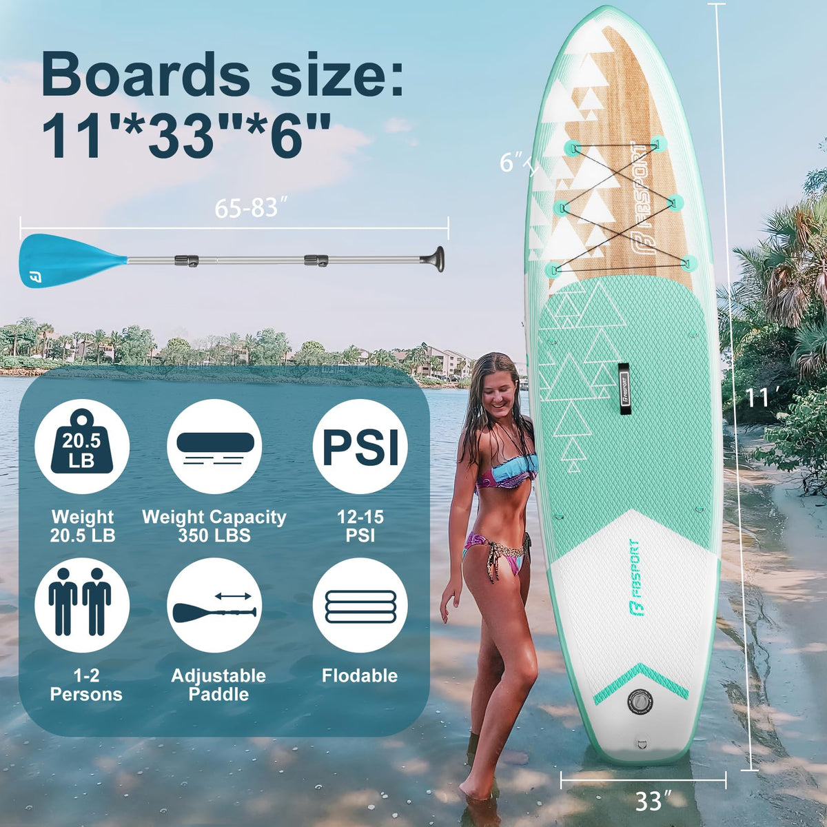FBSPORT 11 Premium Stand Up Paddle Board Yoga Board with SUP - FBSPORT Official Imagery - 3