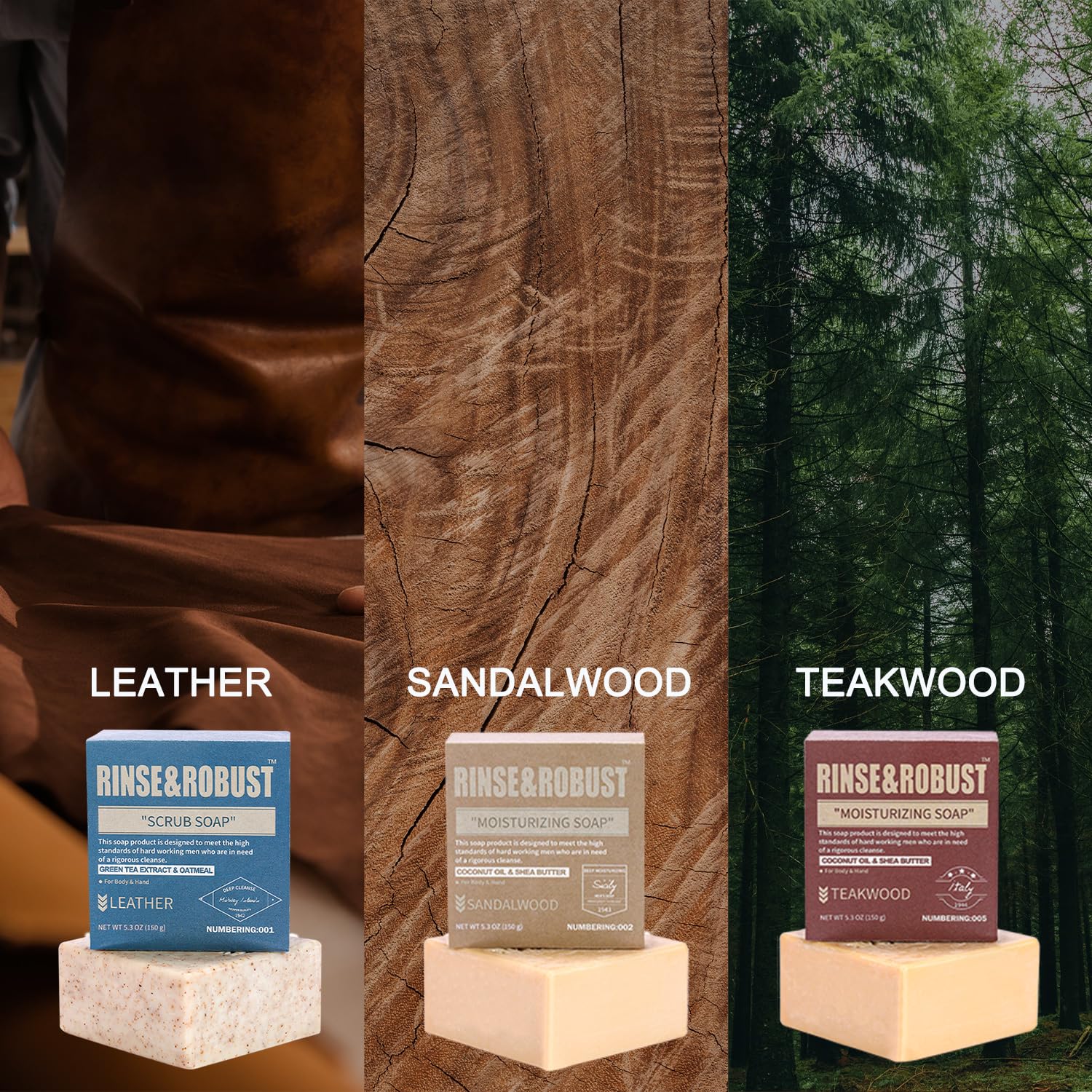 Rinse & Robust Mens Bar Soap Bath Bar Soap Handmade Natural Soap Bar Set - Rinse & Robust Official Product View 7