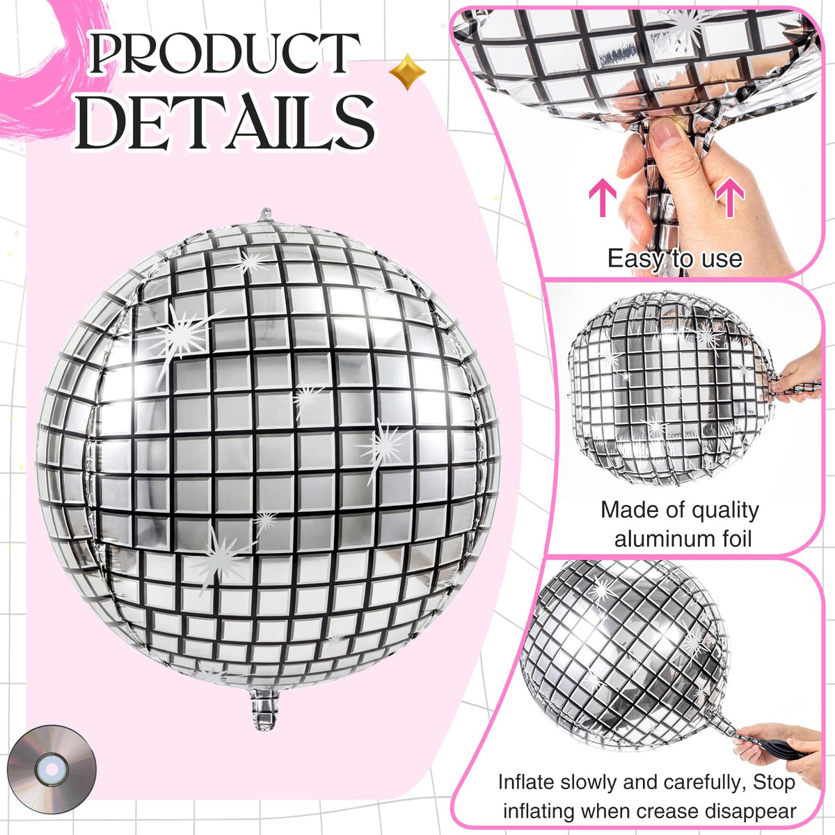 Jenaai 30 Set Round Foil Balloons Bulk 22 Inch 4d Metallic - Jenaai Official Imagery - 4